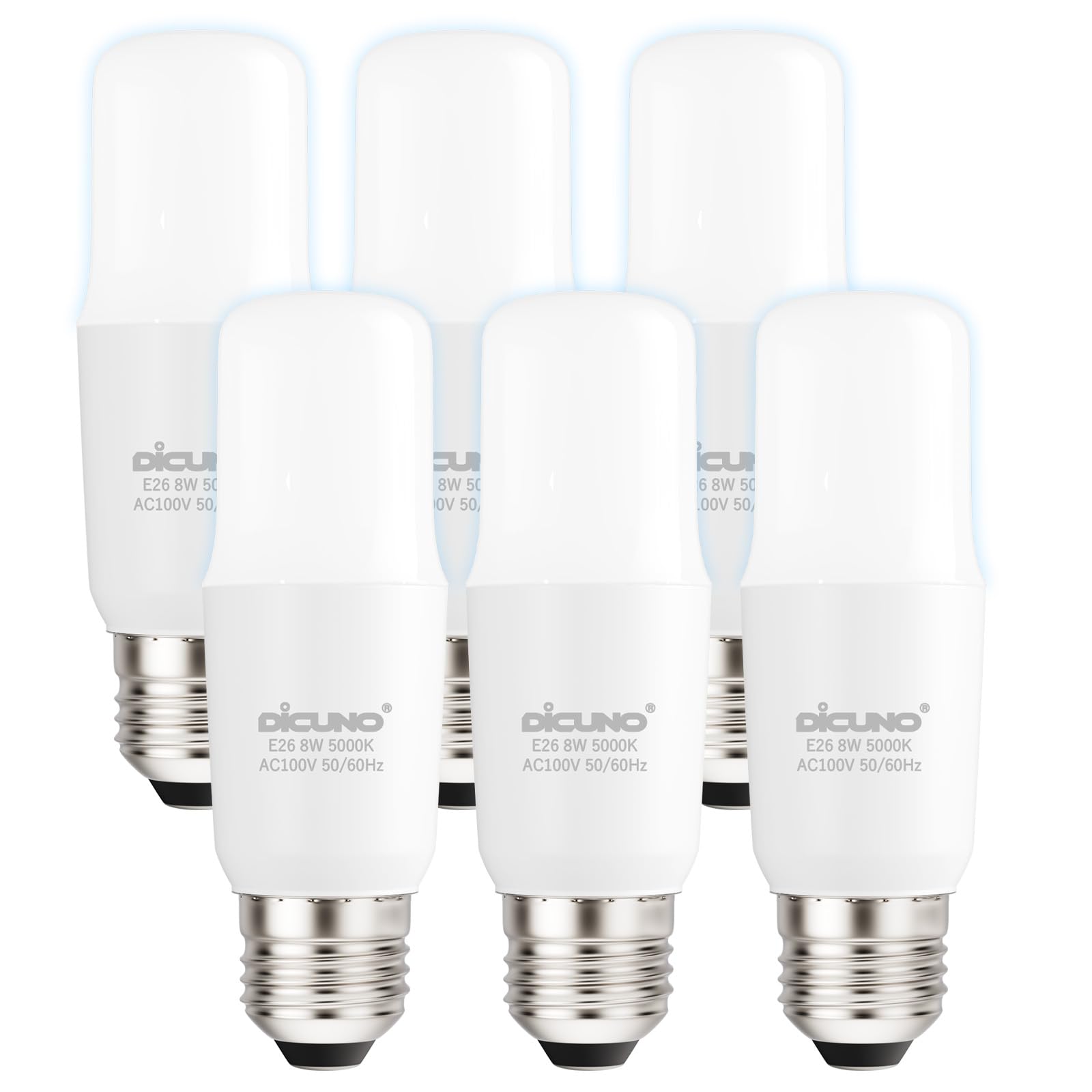 樂天商城 - DiCUNO LED電球 E26口金 T形タイプ 60W形相当 8W 昼白色 1050lm 5000K 高演色Ra92 高輝度 広配光 省エネ 調光器非対応 PSE認証済み 6個入