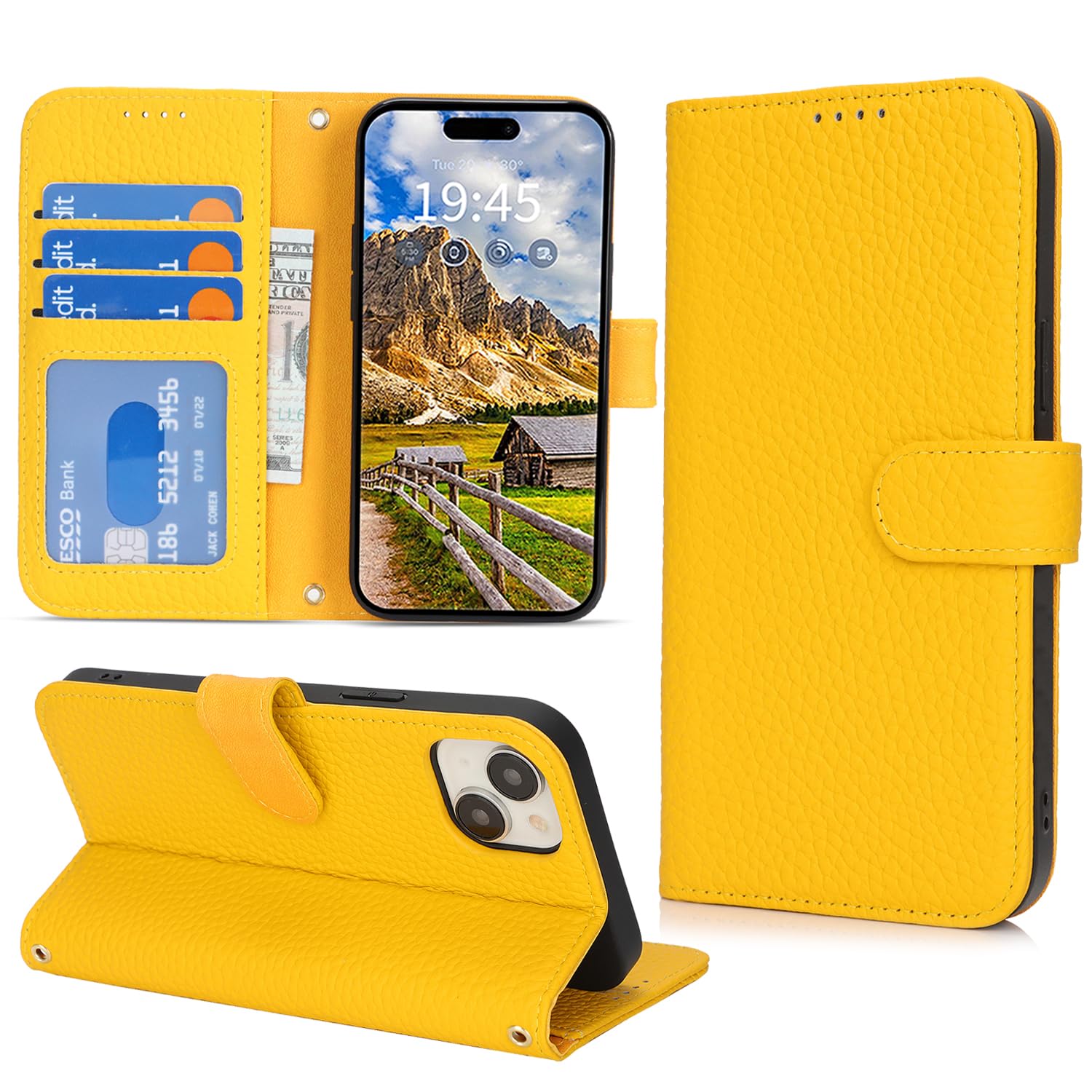 Rakuten - DEYHU 対応 いphone13mini ケース 手帳型 カード収納 スタンド機能 iphone 13 mini ケース 本革 大容量 財布型 耐衝撃 iphone13mini ケース 手帳型 アイフォン13 mini レザー カバー ゴールドイエロー