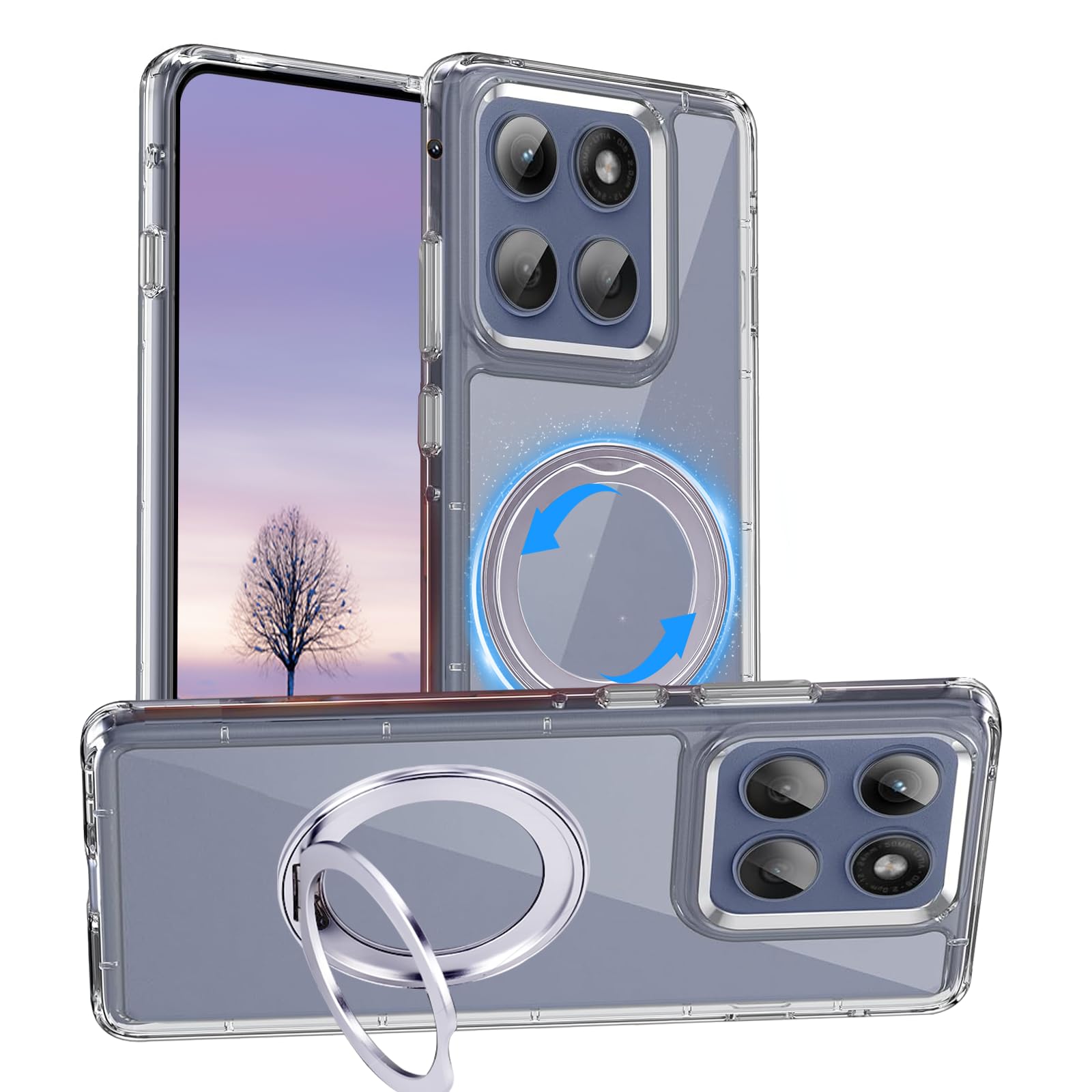 Rakuten - FOR Motorola Moto Edge 60 Pro/60s Pro 用 ケース モトローラエッジ60 Pro カバー magsafe対応 Moto Edge 60プロ カバー 360°回転スタンド カメラレンズ保護 メタルフレーム 高感度タッチ 隠