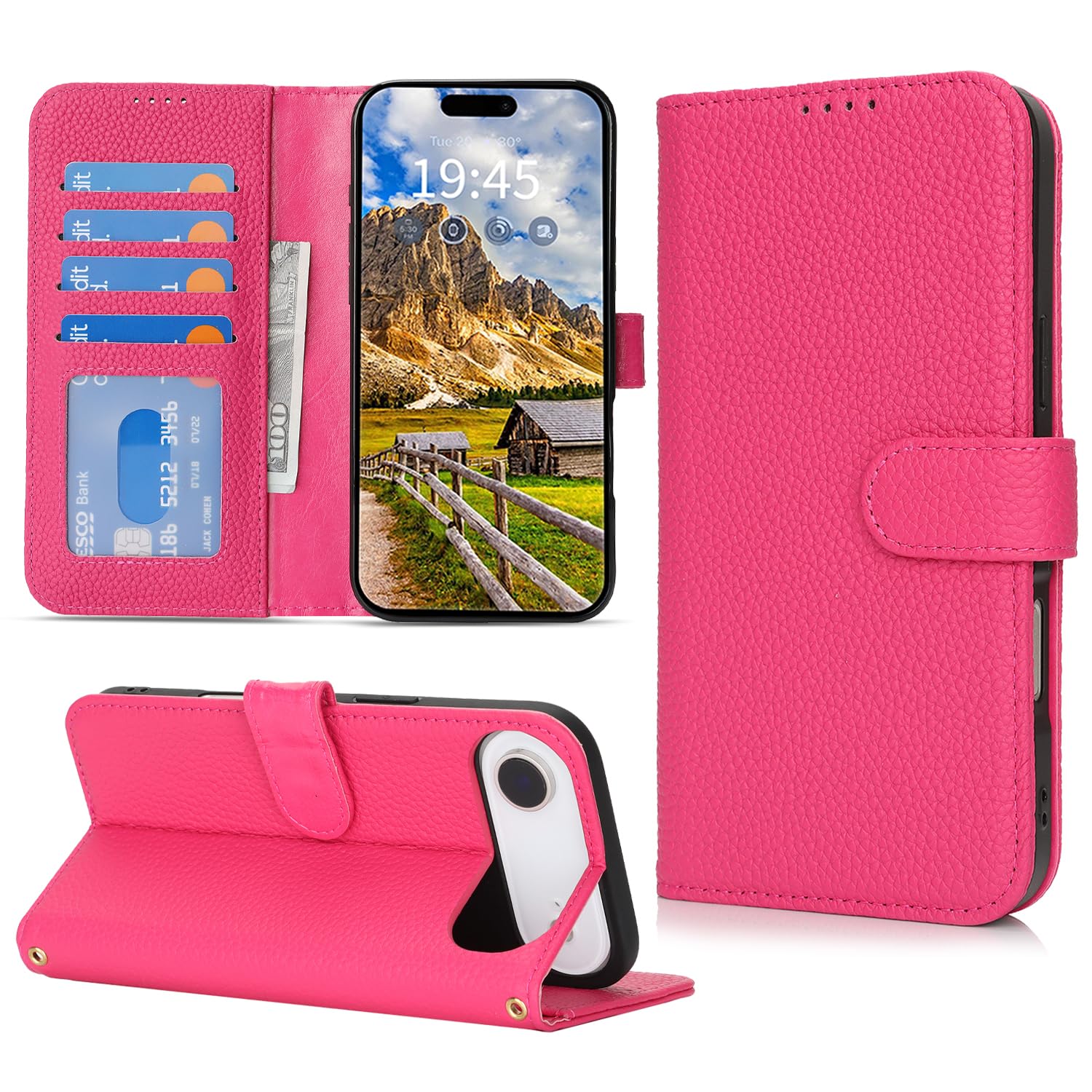 DEYHU 対応 iPhone Air ケース 手帳型 カード収納 スタンド機能 いphone17 air ケース 本革 大容量 耐衝撃 カード収納 iPhone 17 Air ケース 手帳型 iphone17 Air レザー カバー ローズレッド(3.0)