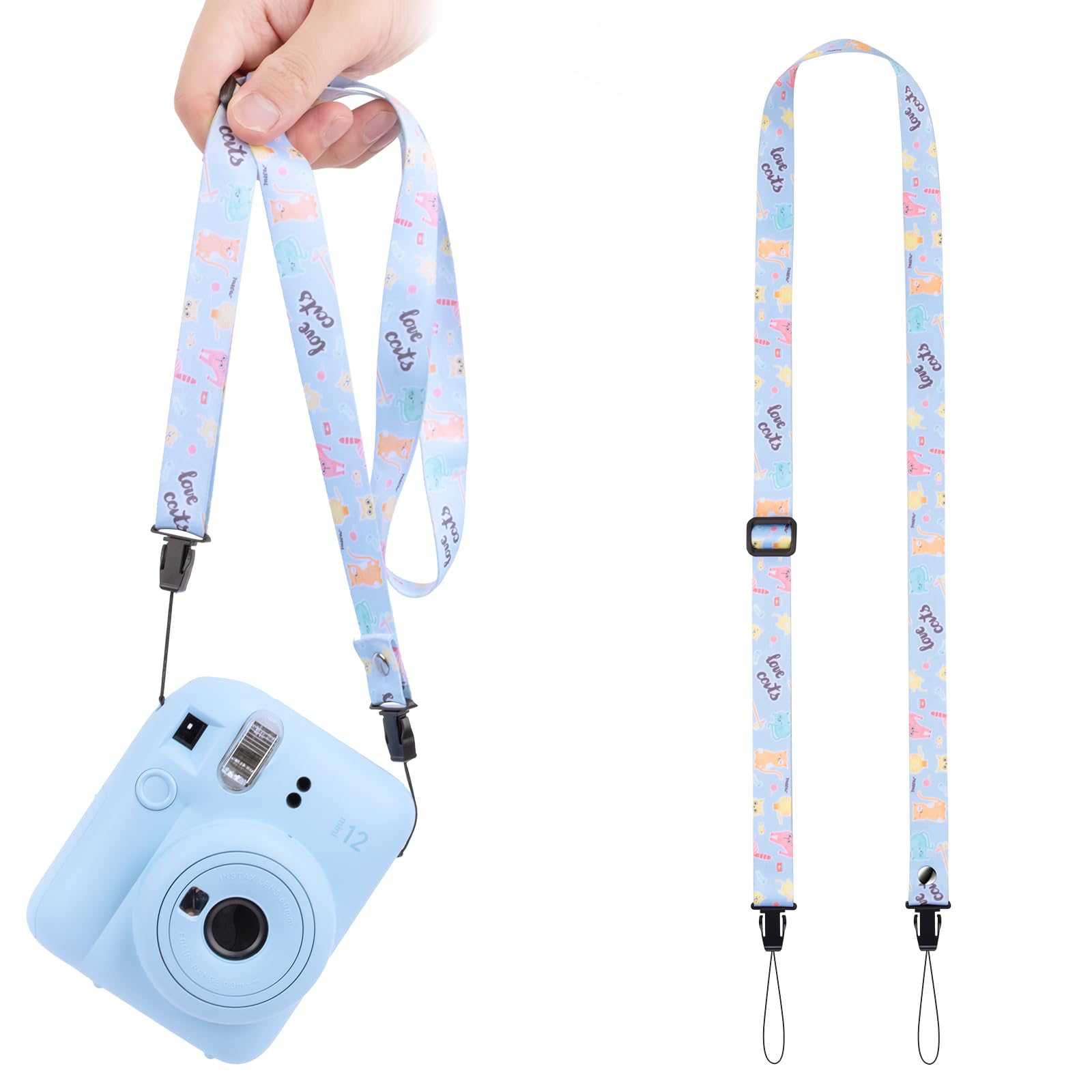 Rakuten - [VOVMOEYA] ショルダーストラップ、カメラストラップ instax mini12/40/99/90/EVOカメラ対応 インスタントカメラ用 スマホストラップ 携帯ストラップ 携帯ショルダー 斜め掛け 肩掛け 首掛け ネックストラップ 調整可能 クイ