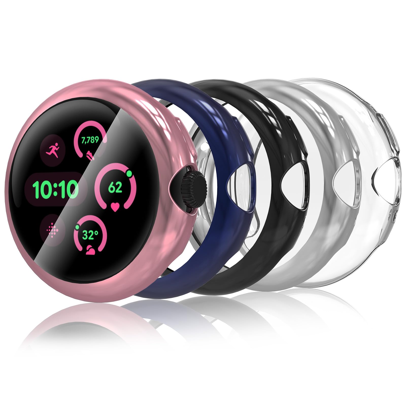 樂天商城 - Hianjoo 5枚入り Google Pixel Watch 4 45mm 対応 ケース 保護カバー+フィルム 一体型 Google Pixel Watch 4 45mm 対応 カバー 保護フィルム 全面保護 衝撃吸収 高感度タッチ ソフトケース [ケー