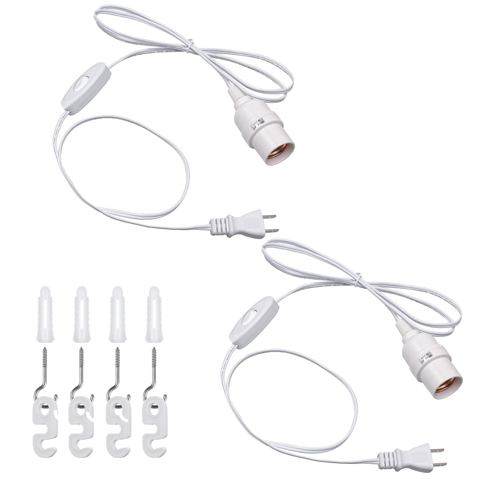 樂天商城 - DiCUNO コード付きソケット E26 電球ソケット コンセント 吊り下げ スイッチ付き 2m ホワイト オシャレ 2個セット