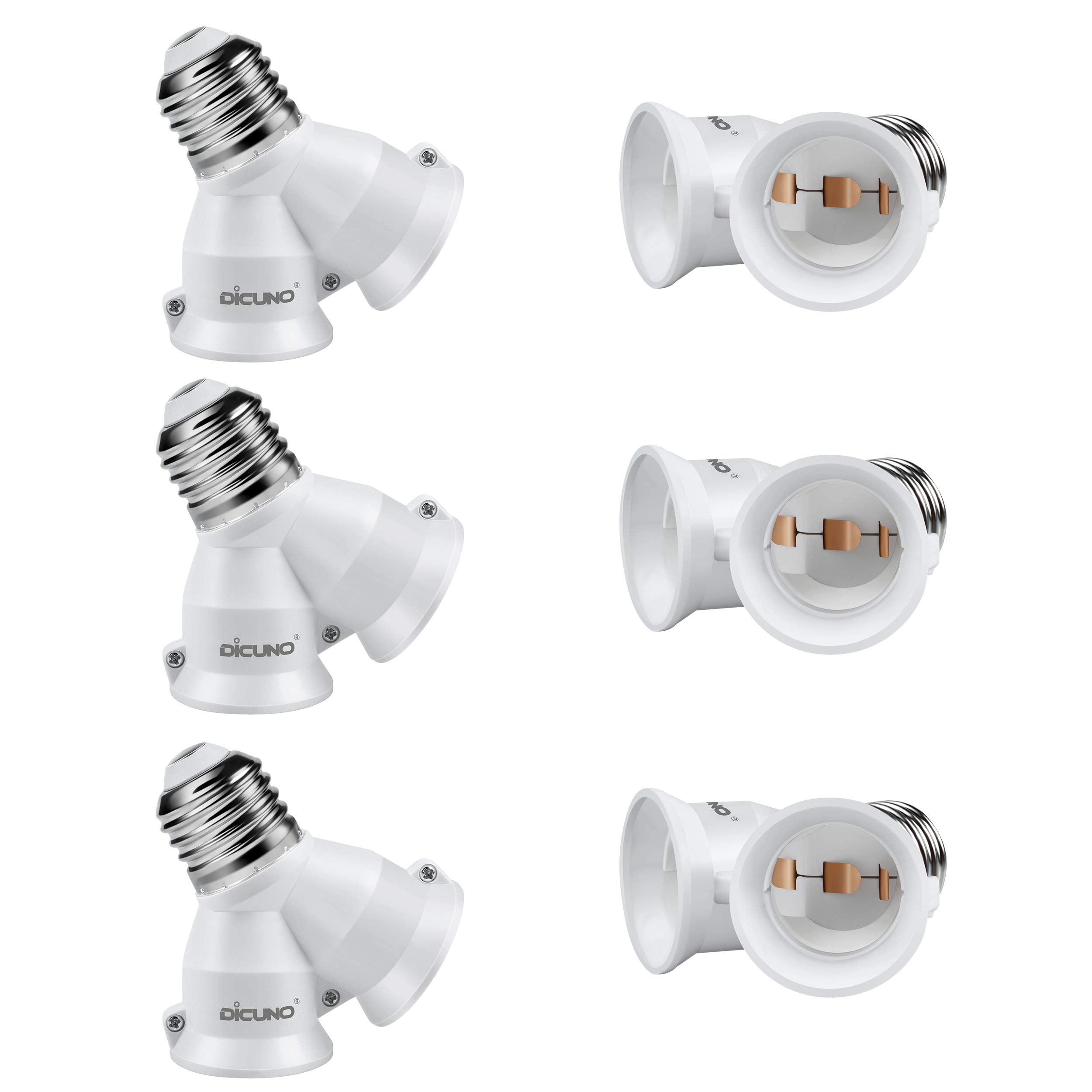 DiCUNO E26口金アダプター 2分岐ソケット E26→E26 延長ソケット 6個セット