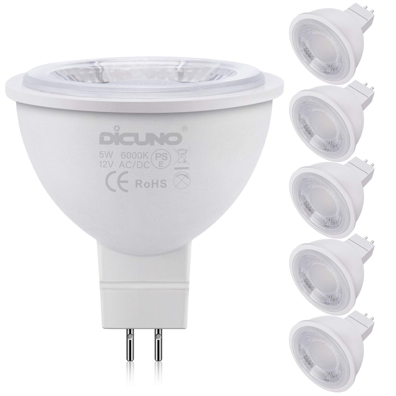 樂天商城 - DiCUNO MR16 12V LED電球 GU5.3口金 50W形ハロゲン相当（5W）昼白色 6000k 高輝度500lm スポットライト 調光不可 6個入