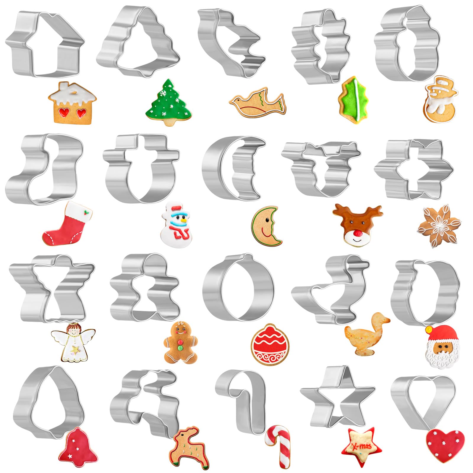 LIHAO クッキー 型抜き クリスマス 20個 ミニサイズ クッキー 型 抜き型 プラスチック 模様付き ケーキ..
