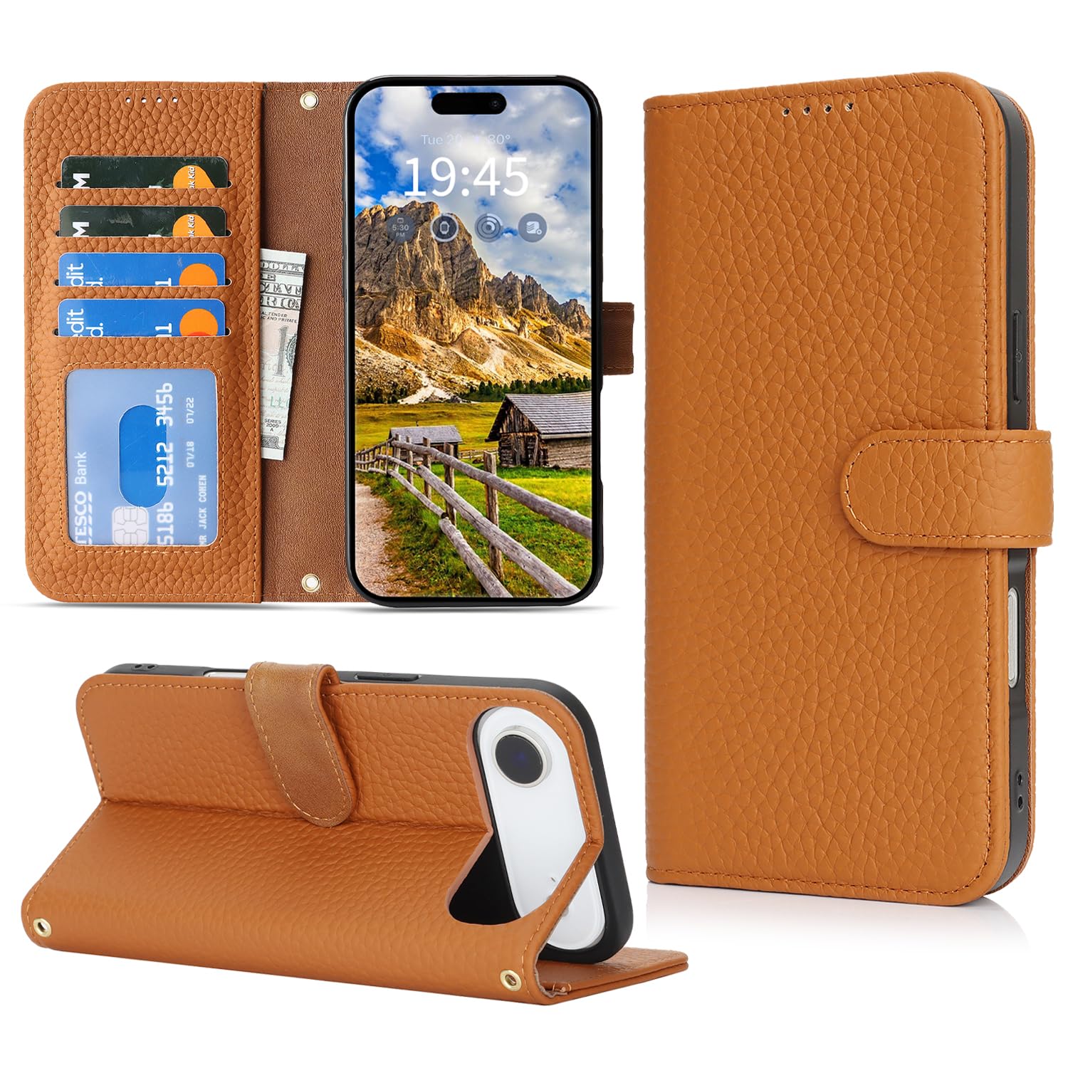 樂天商城 - DEYHU 対応 iPhone Air ケース 手帳型 カード収納 スタンド機能 いphone17 air ケース 本革 大容量 耐衝撃 カード収納 iPhone 17 Air ケース 手帳型 iphone17 Air レザー カバー アースイエロー