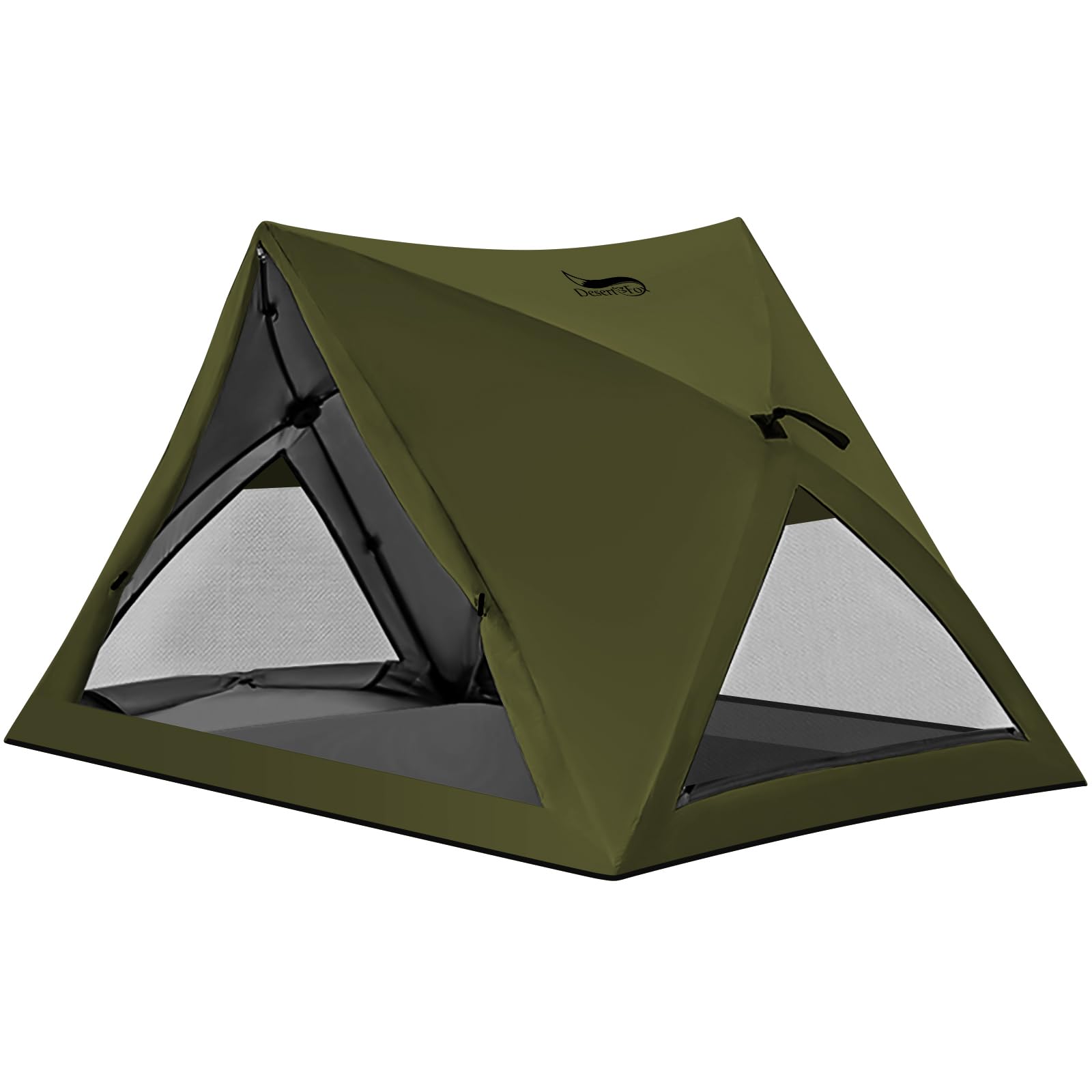 Rakuten - DesertFox テント ワンタッチ 1-2人用 3秒で組み立て・収納 4000mm耐水圧 テント キャンプテント コンパクト軽量 撥水加工素材 自立式 二重層構造 4シーズン 簡単設営 初心者向け UVカット 通気防風防雨 収納袋付きSJ (深緑,L)