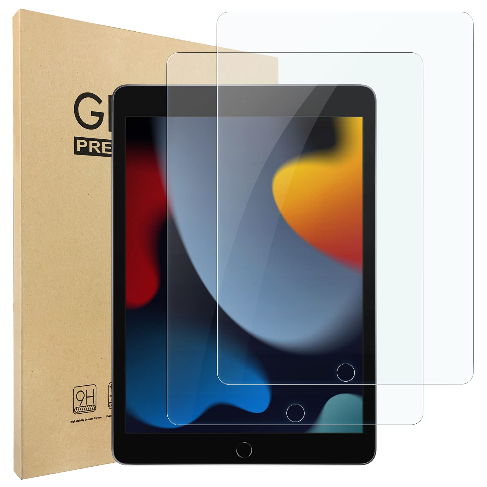 Hianjoo 2�祻�å� iPad 10.2 (2021 ��9���� / 2020 ��8���� / 2019 ��7����) �б� �ե���� �������饹 iPad 1...