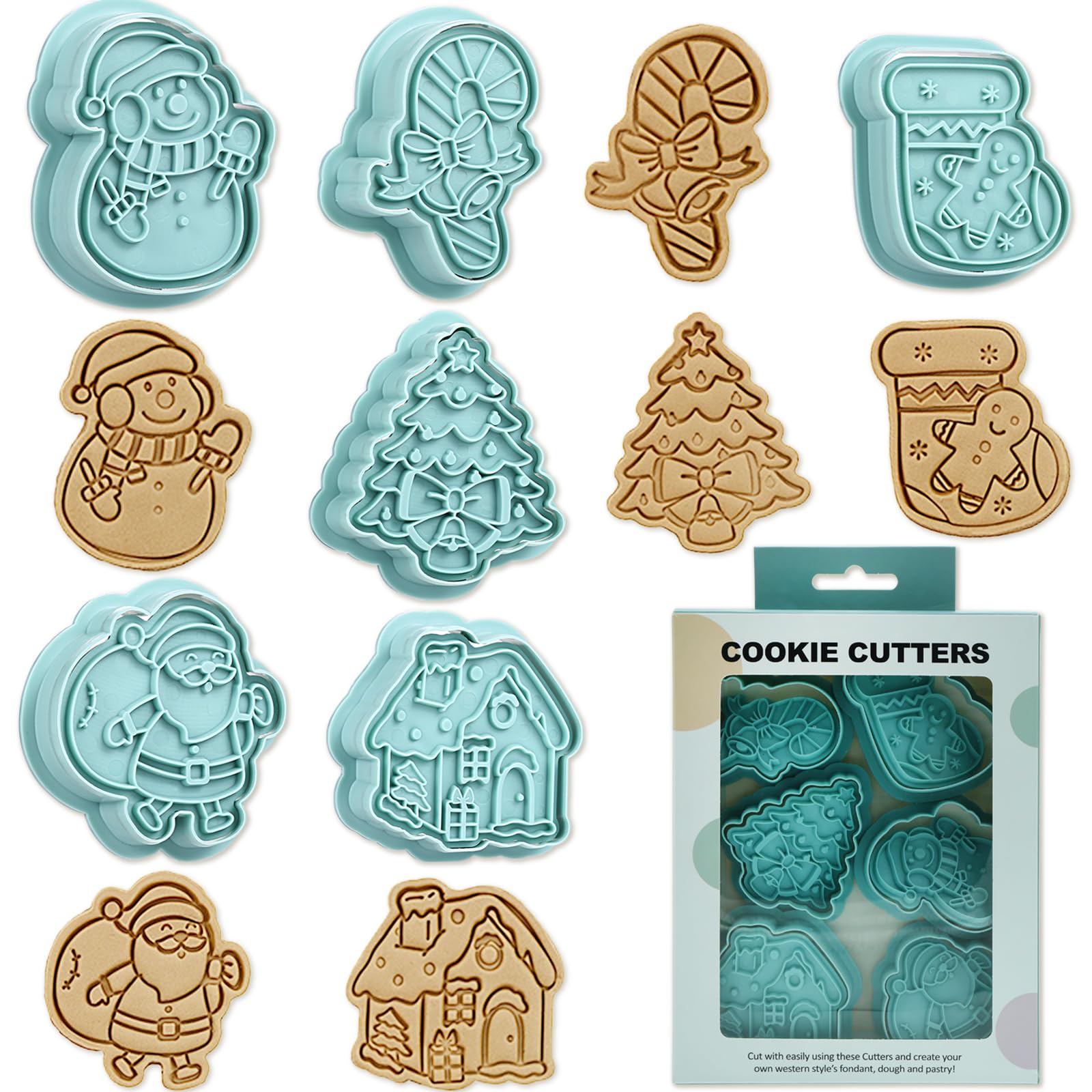 LIHAO クッキー 型抜き クリスマス 6個 クッキー 型 抜き型 プラスチック 模様付き ケーキモールド サ..