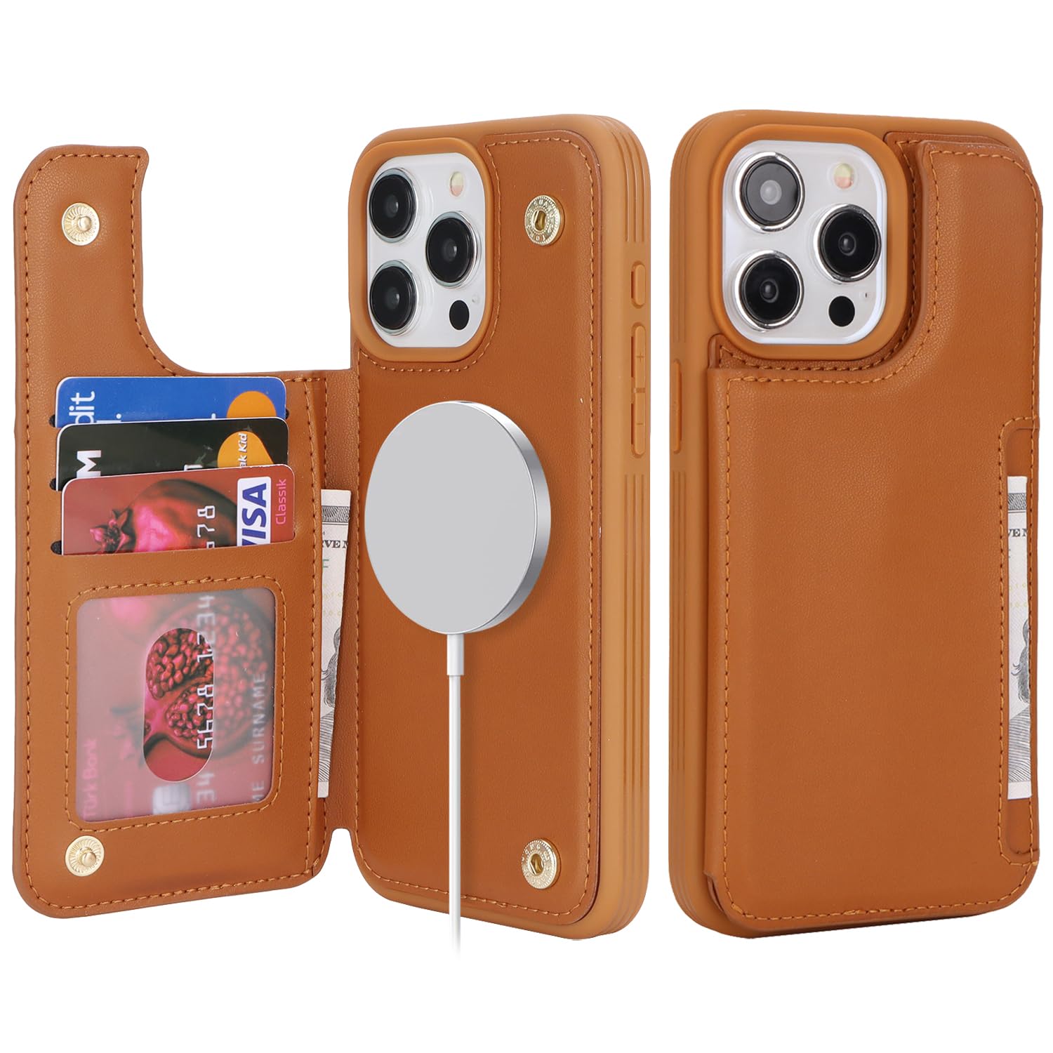 Sailortech iPhone 15 Pro Max 背面ケース 手帳型 アイフォン15 promax ケース アイフォン15 promax 携帯カバー 財布型 Magsafe多機能携帯電話カード 手帳ケース PUレザー 収納付き Magsafe磁石吸