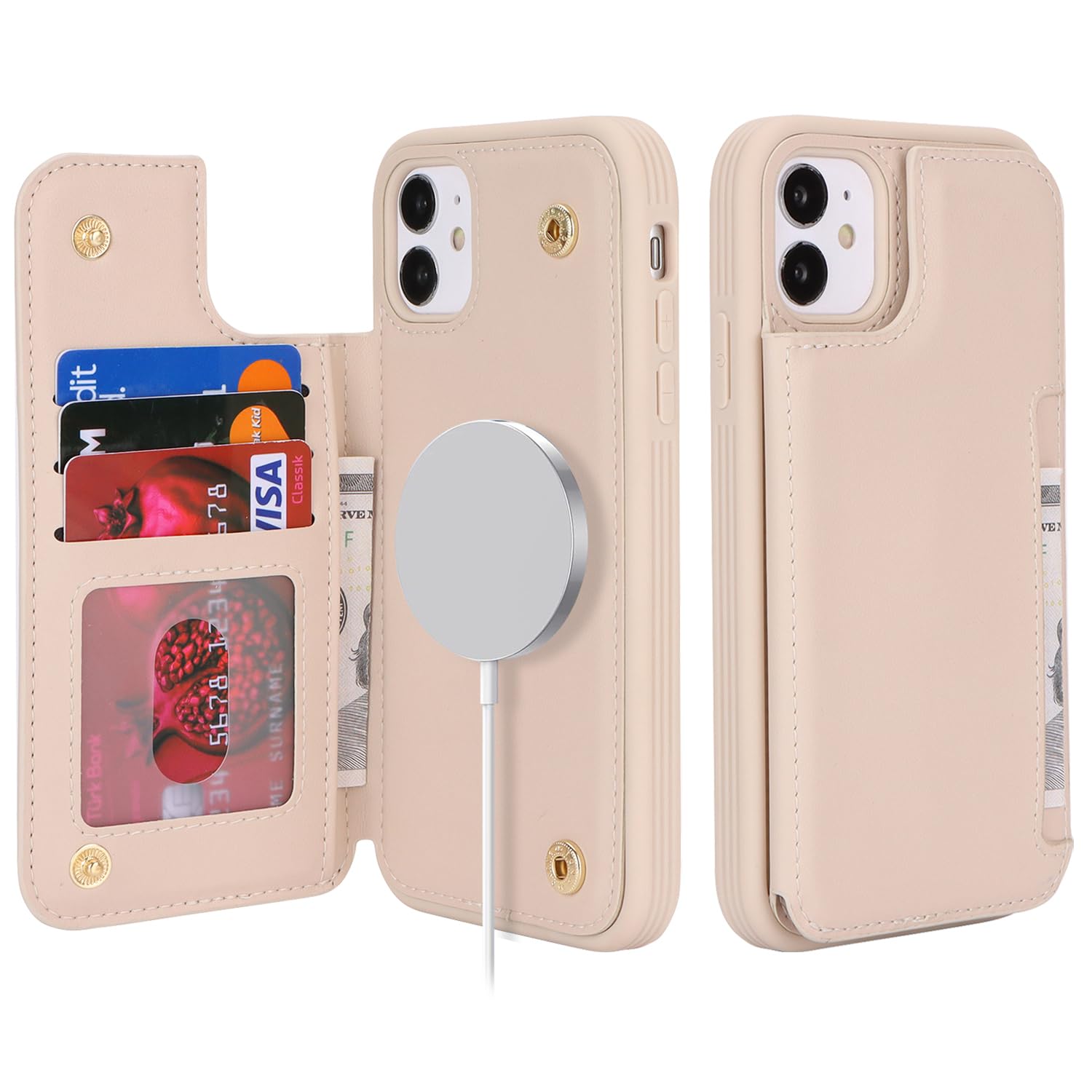 Rakuten - Sailortech iPhone 11 背面ケース 手帳型 アイフォン11 ケース アイフォン11 携帯カバー 財布型 Magsafe多機能携帯電話カード 手帳ケース PUレザー 収納付き Magsafe磁石吸着 ICカード収納 財布型 実用 横置き機能