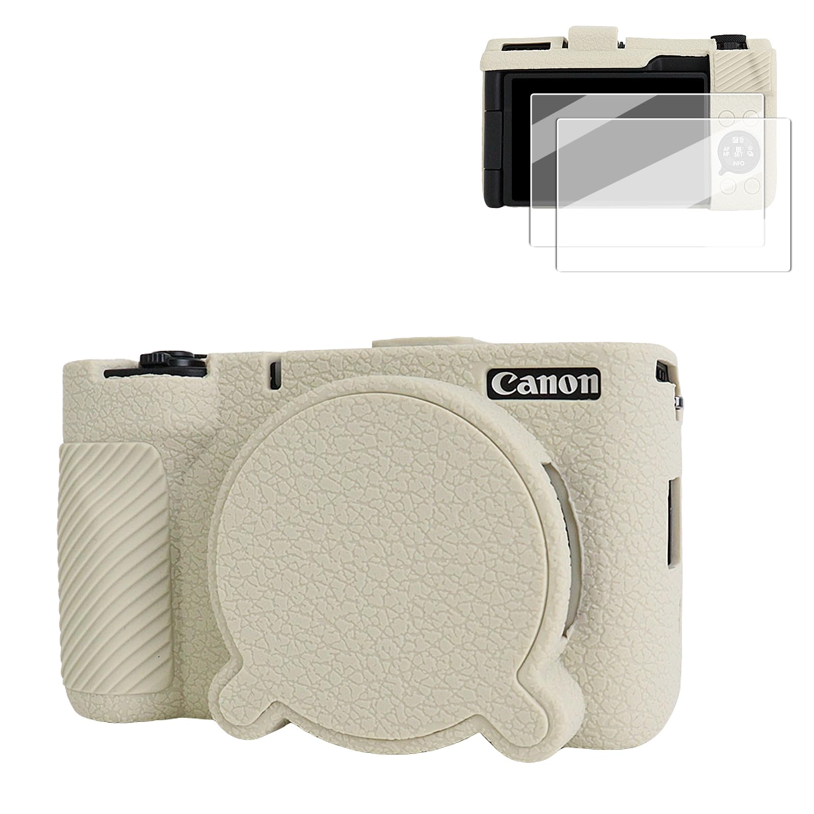 樂天商城 - VOVMOEYA Canon PowerShot V1ケース用カメラケース、Canon v1カメラ用シリコンケース、超薄型スクリーンプロテクター2枚、取り外し可能なレンズキャップ。