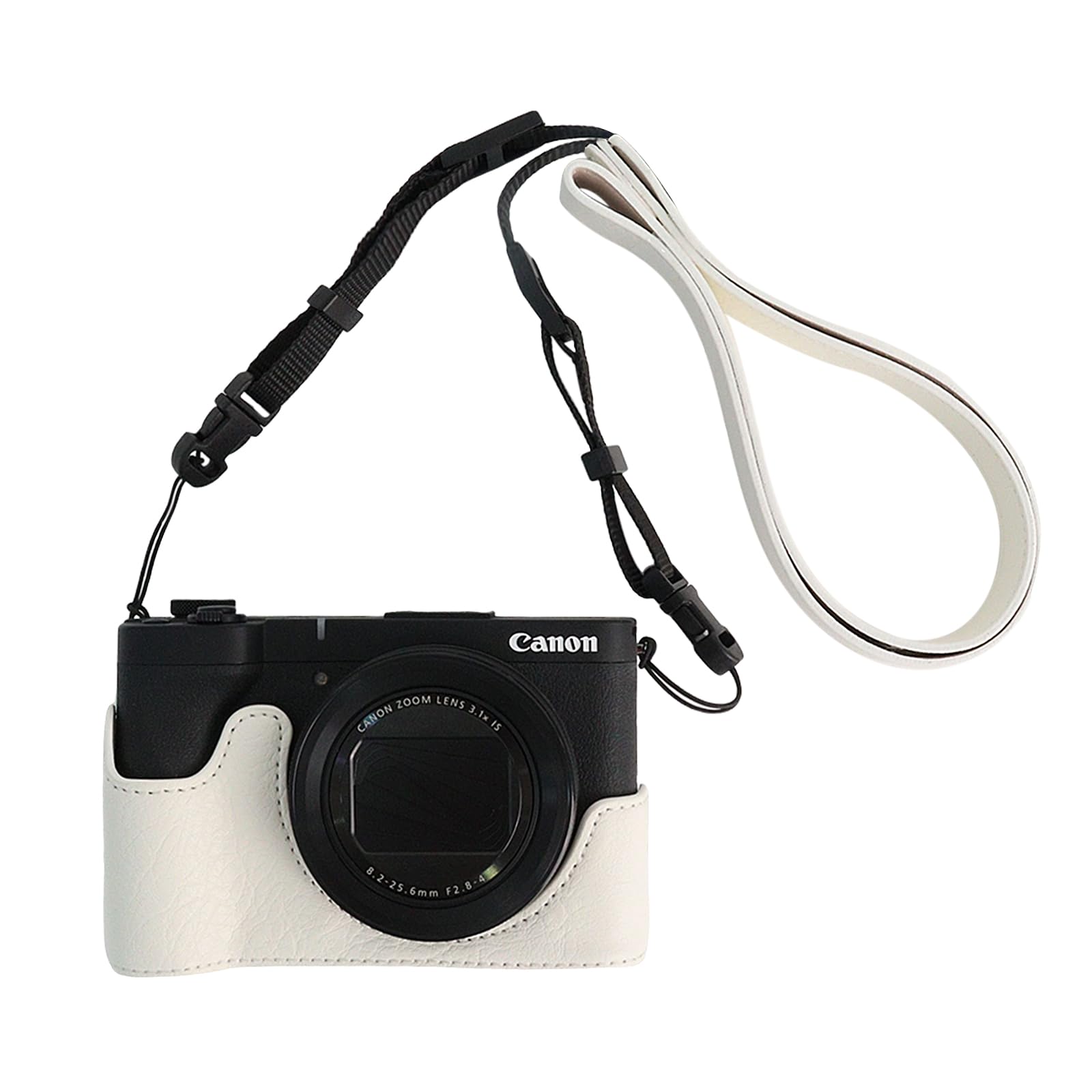 樂天商城 - VOVMOEYA カメラハーフケース Canon PowerShot V1用 PUレザーカメラケージキット カメラストラップ付き, ホワイト