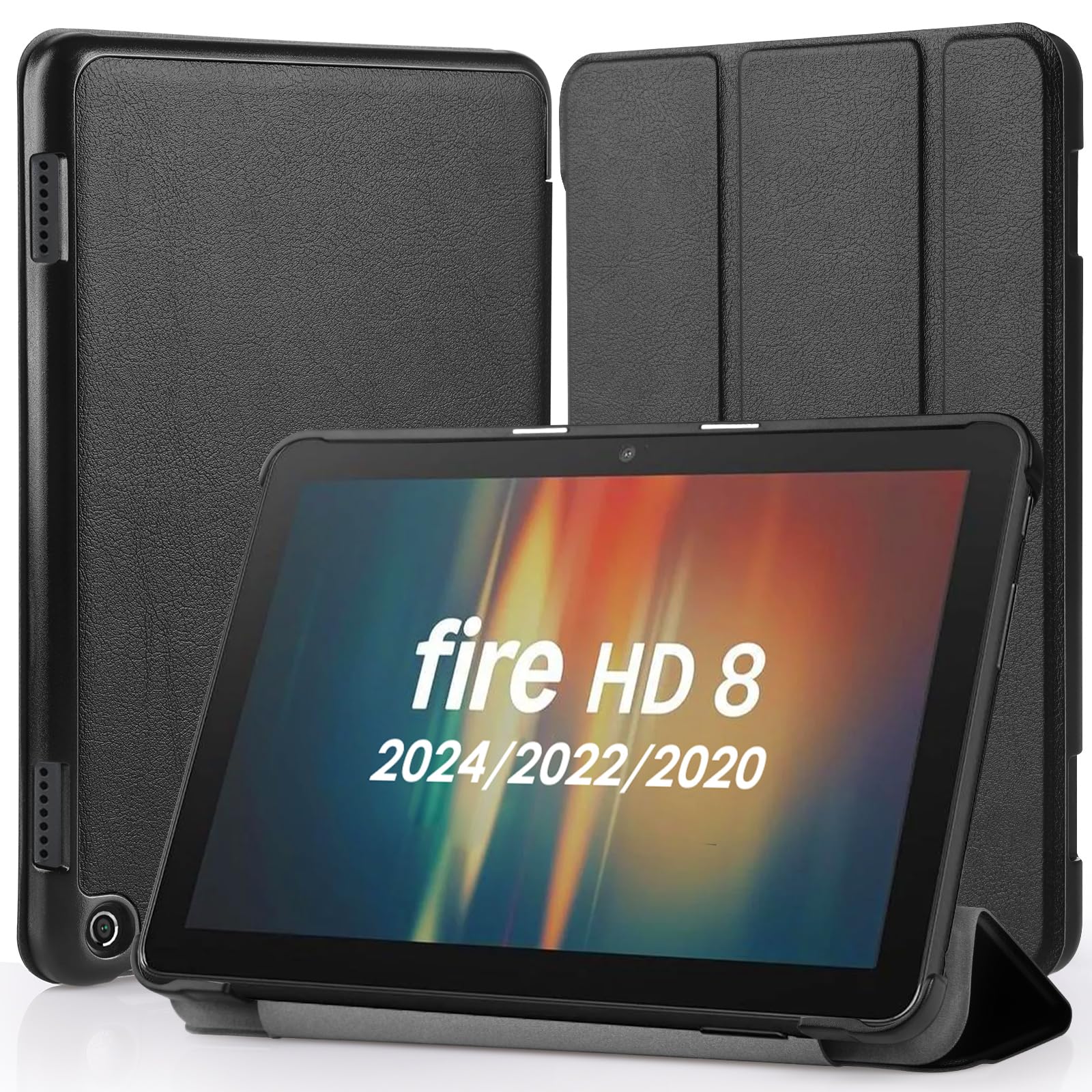 樂天商城 - Hianjoo Fire HD 8 対応 ケース (2024/2020/2022年発売 第12/10世代用) タブレットケース Fire HD 8/8 Plus 対応 カバー 8インチ スタンド機能付き オートスリープ機能 全面保護ケース 耐衝撃 擦り傷防