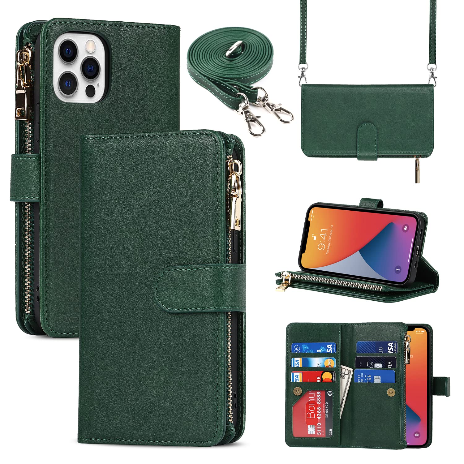 Sailortech iPhone 12/12 pro ケース 手帳型 iphone12 ケース iphone12 pro カバー合成PUレザー 財布型 スマホケース カード収納 内蔵 マグネット 留め具装備 横置きスタンド 機能 PUレザー 小銭入れ ジ