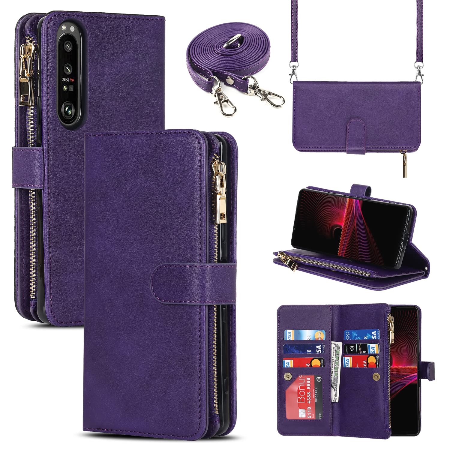 Sailortech Sony Xperia 1 III SO-51B au SOG03 ケース 手帳型 xperia1iii ケース SO-51B ケース xperia1iii カバー合成PUレザー 財布型 内蔵マグネット 留め具装備 スマホケース カー