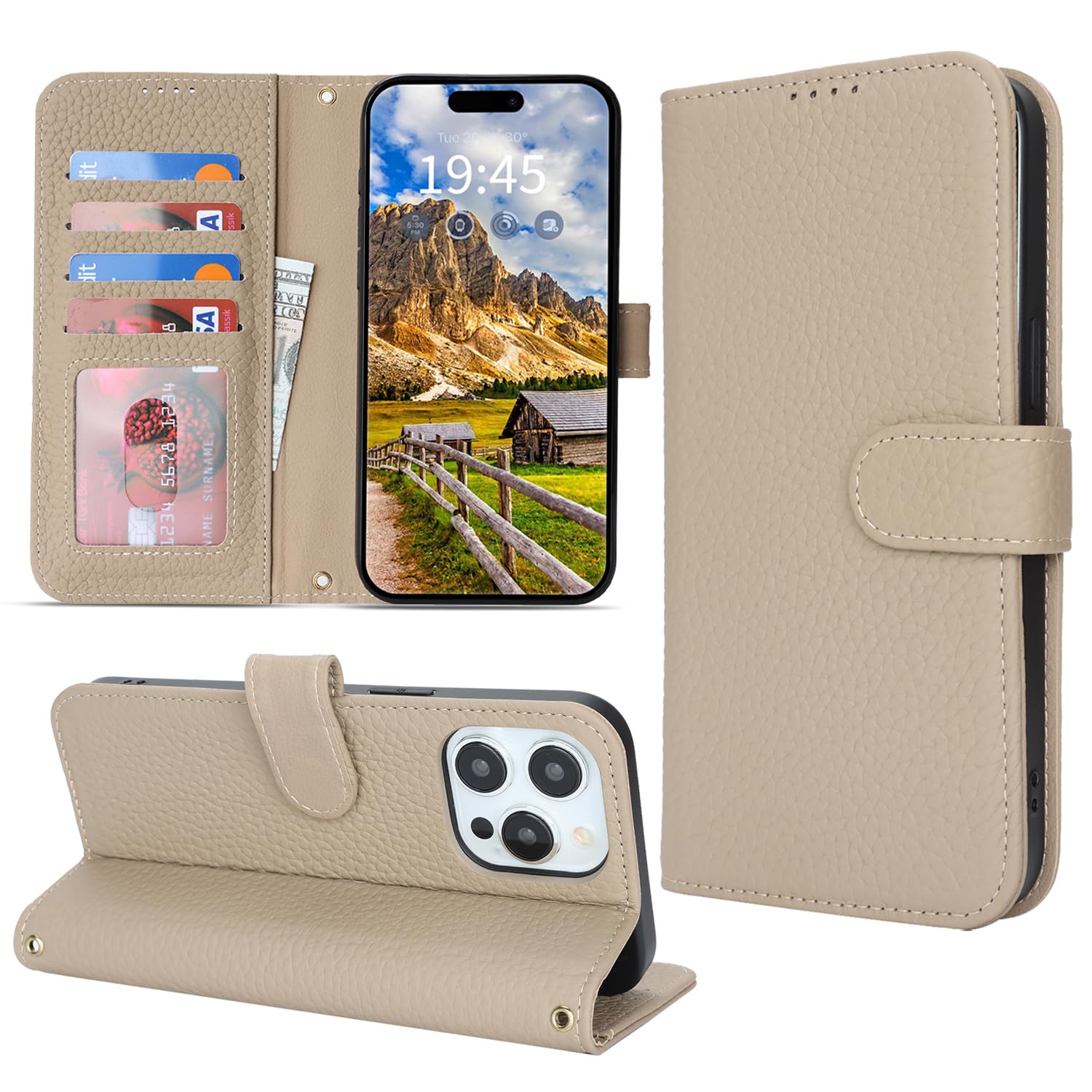 DEYHU 対応 いphone14pro ケース 手帳型 カード収納 スタンド機能 iphone14pro ケース 本革 大容量 財布型 耐衝撃 iPhone 14 Pro ケース 手帳型 iPhone14Pro レザー カバー エレファントグレー