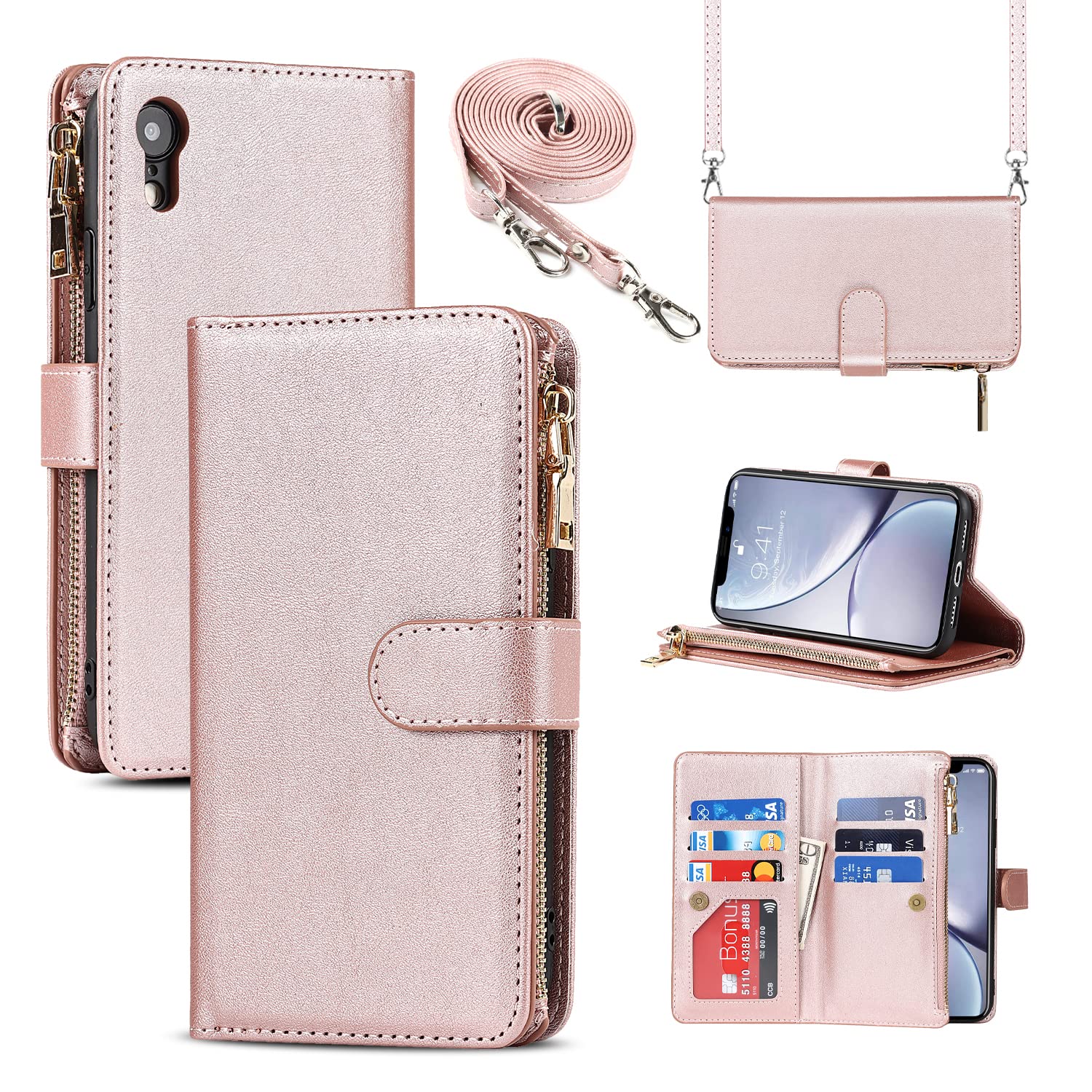 樂天商城 - Sailortech iPhone XR ケース 手帳型 iphone xr ケース iphone xr カバー 合成PUレザー 財布型 スマホケース カード収納 内蔵 マグネット 留め具装備 横置きスタンド 機能 PUレザー 小銭入れ ジッパーポケット付