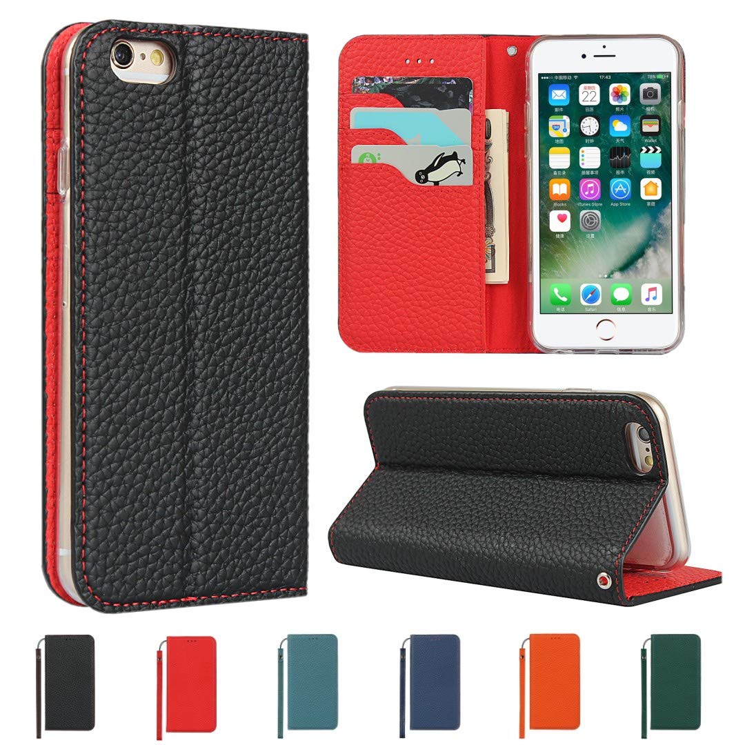 Sailortech iPhone6s plusケース手帳型 縄掛け iPhone6 plusカバー 財布型 ライチ紋様 本革レザー アイフォン 6plus ケース アイフォン6splus カバー 財布型 カード収納 収納付き 画面保護 横置きスタンド機能