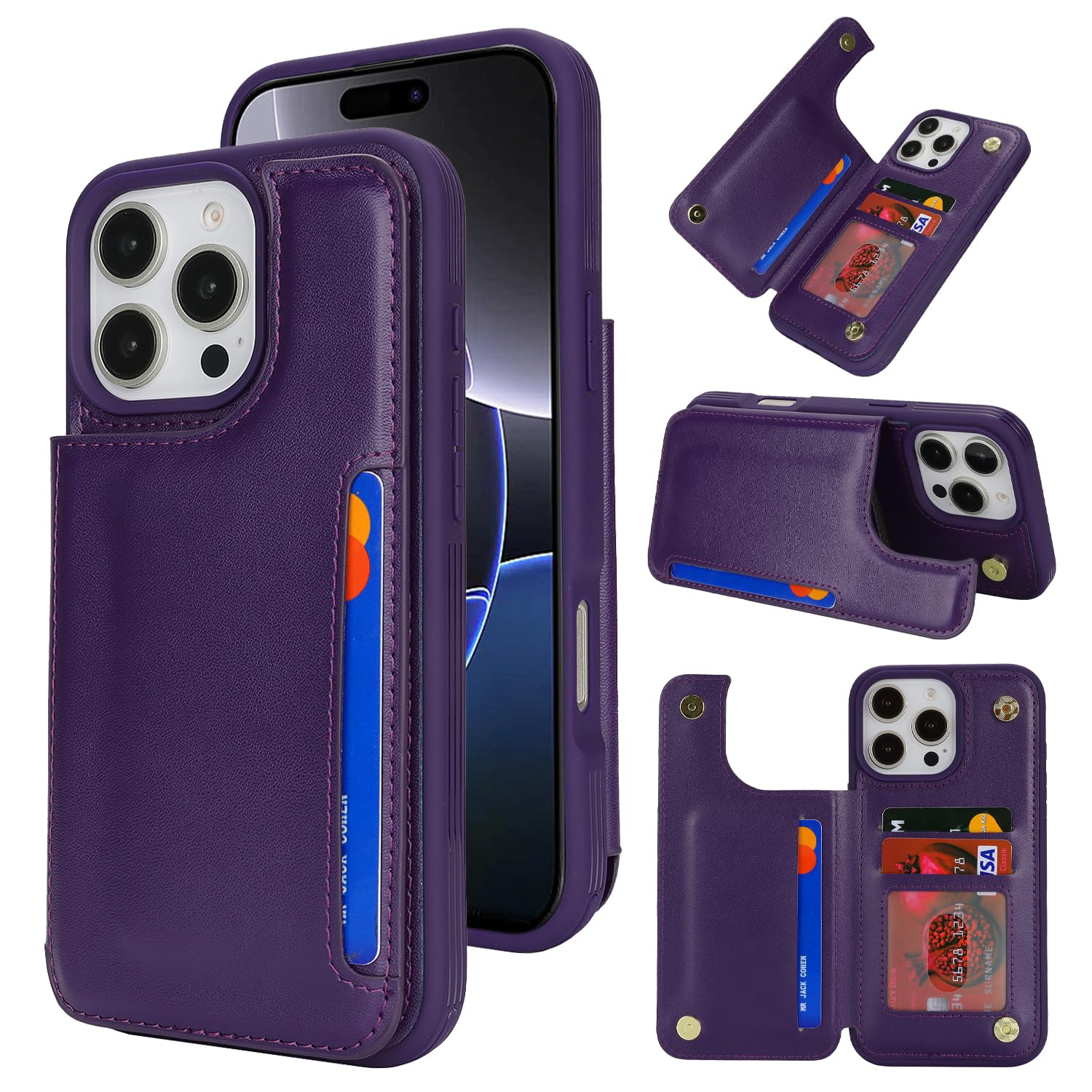 樂天商城 - SailorTech iPhone 16 Pro Max ケース ICカード収納 スタンド付き ディープパープル