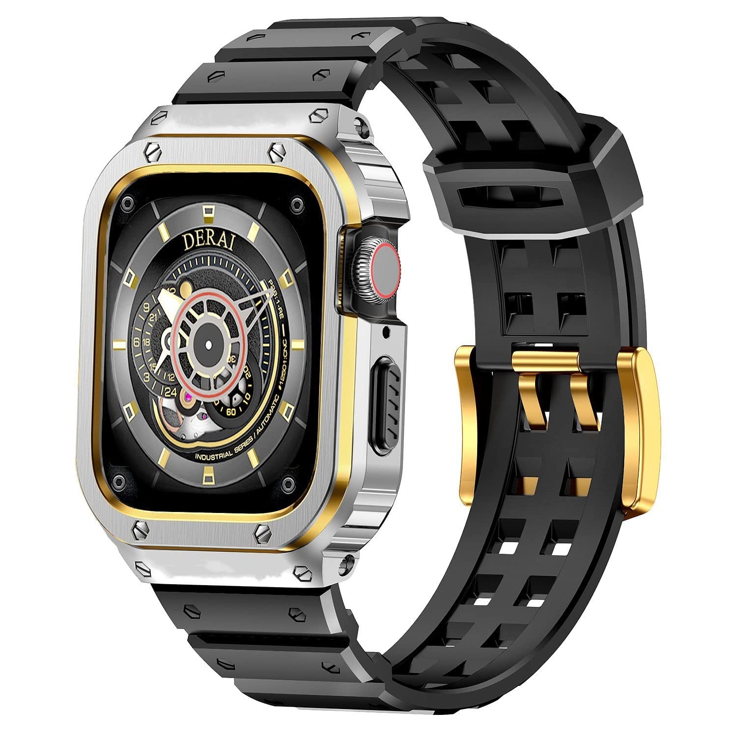 MioHHRは、バンパーケース付きのApple Watch Band 45 mmと互換性があり、iWatchシリーズ用のTPUバンド付きのメンズステンレススチールメタル頑丈な保護カバー7 6 SE 5 4