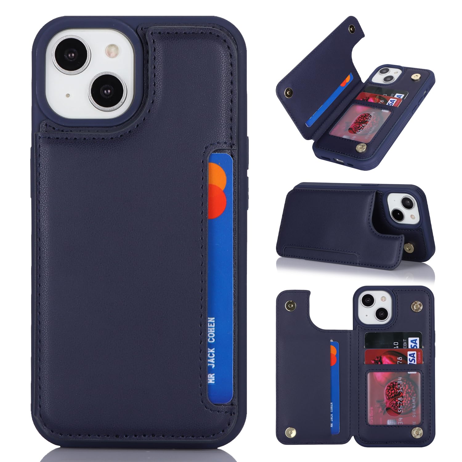 Sailortech iPhone 14/13 背面ケース 翻盖型 アイフォン 14 ケース アイフォン 13 カバー 財布背面手机壳 手帳ケース 収納付き 磁気クラスプ 小銭入れ IC カード収納 財布型 実用 横置き機能 防塵 ・量 落下防止 iPho