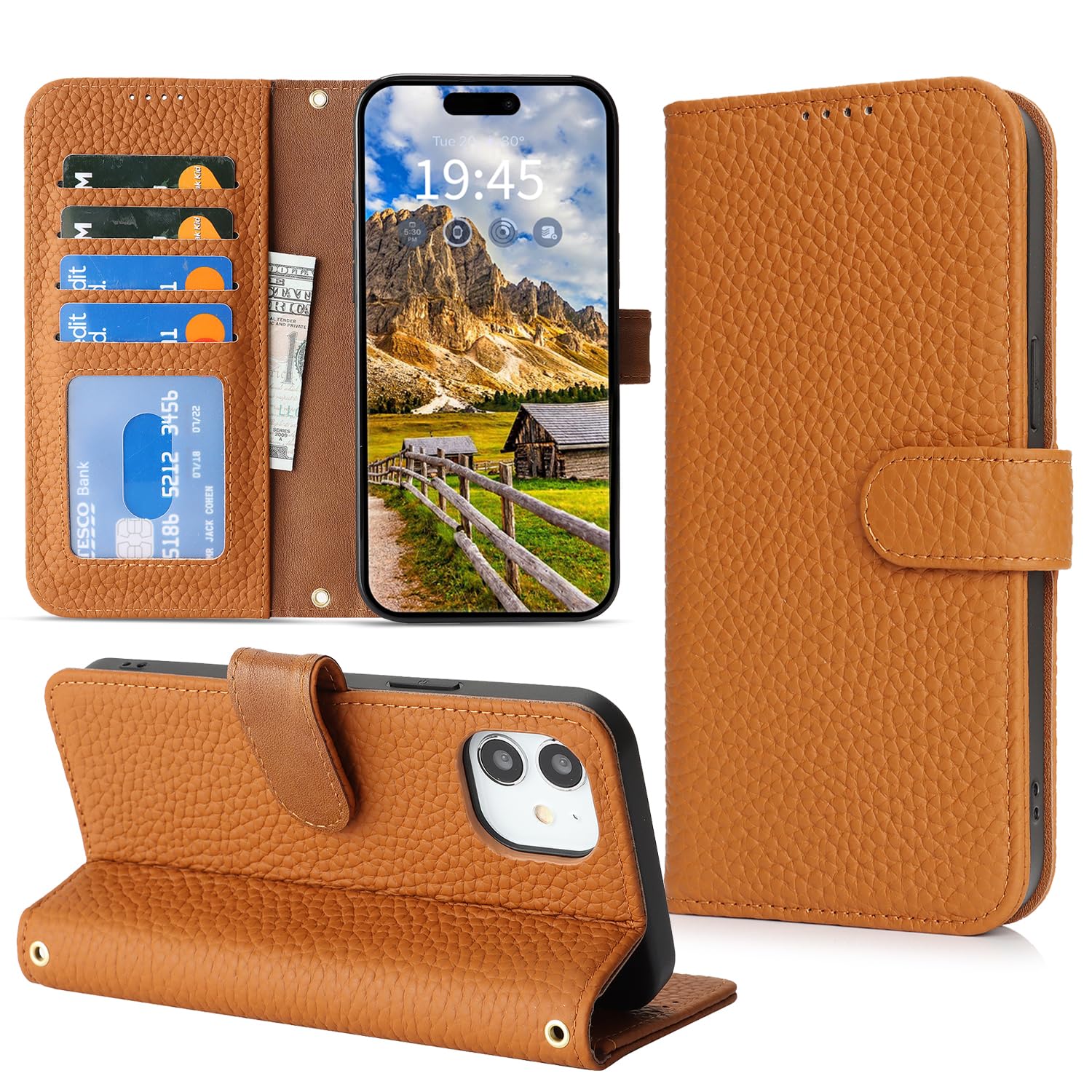 樂天商城 - DEYHU 対応 iPhone 11 ケース 手帳型 カード収納 スタンド機能 アイフォン11 ケース 本革 大容量 耐衝撃 カード収納 iPhone11 ケース 手帳型 iphone 11 レザー カバー アースイエロー