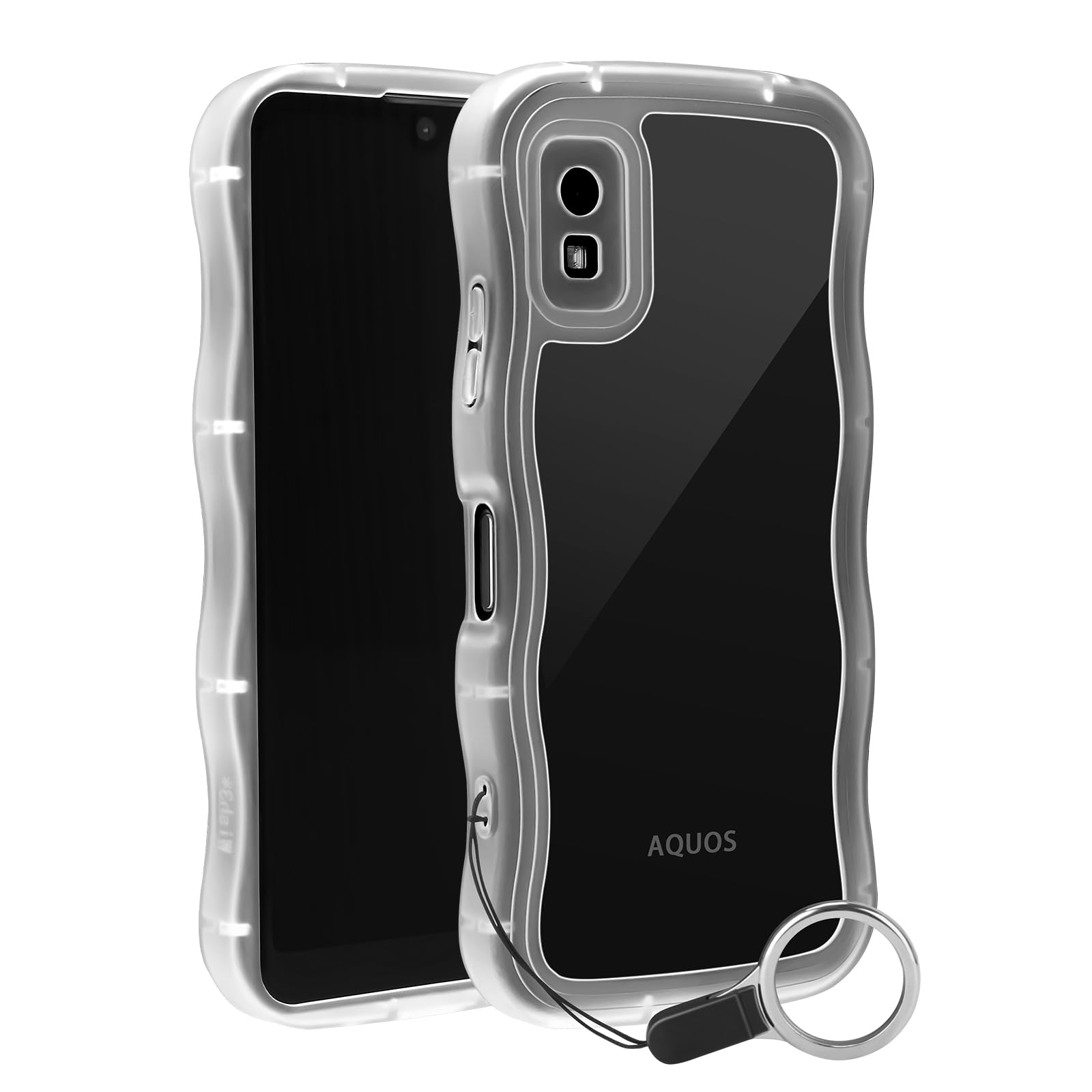 樂天商城 - AQUOS wish3 ケース クリア ウェーブ SH-53D TPU波状のバンパー 透明 スマホケース かわいい うねうね アクオス ウィッシュ3 SH-53D ウェーブ デザイン 可愛い 韓国 女性用 薄型 人気 おしゃれ 耐衝撃 ストラップホール付き