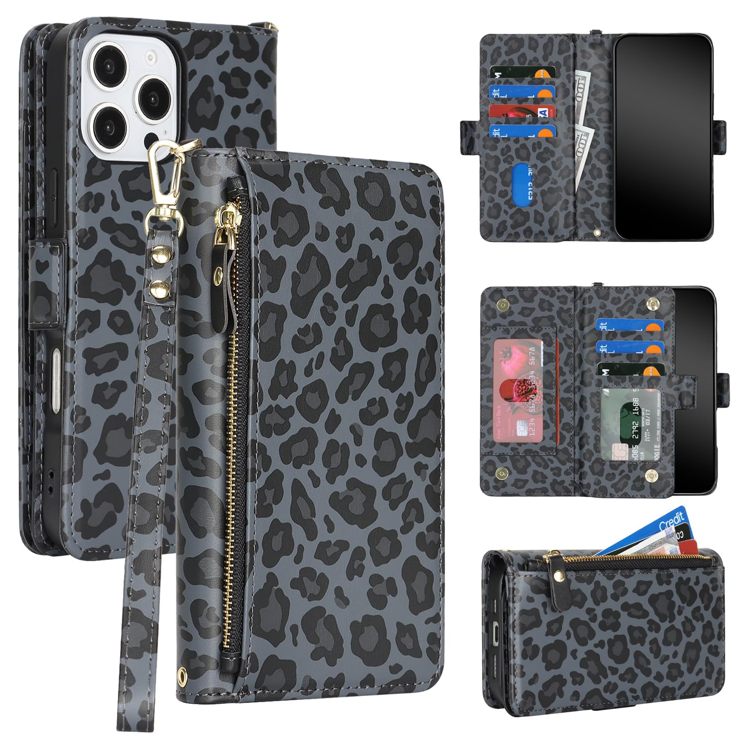 樂天商城 - DEYHU 対応 いphone16Pro Max ケース 手帳型 ジッパー式 カード収納 iphone16 pro Max ケース ファスナー 財布型 大容量 耐衝撃 小銭入れ アイフォン16 proMax カバー スタンド機能 フェイクレザー 携帯ケース