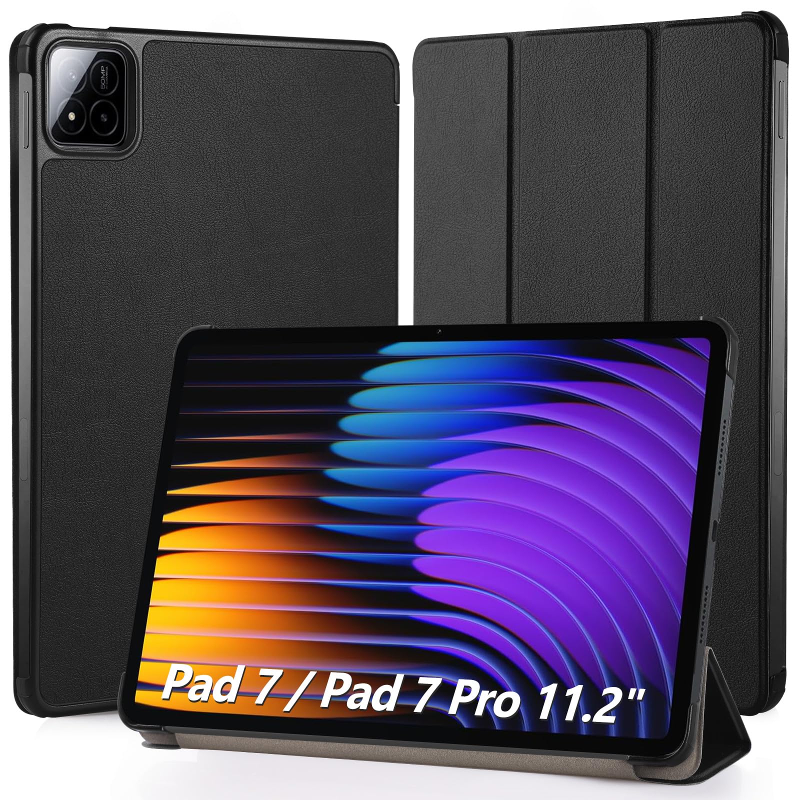 Rakuten - Hianjoo Xiaomi Pad 7/7 Pro 11.2インチ 対応 ケース タブレットケース Xiaomi Pad 7 / Pad 7 Pro 対応 カバー スタンド機能付き オートスリープ機能 全面保護ケース 耐衝撃 擦り傷防止 - ブラック
