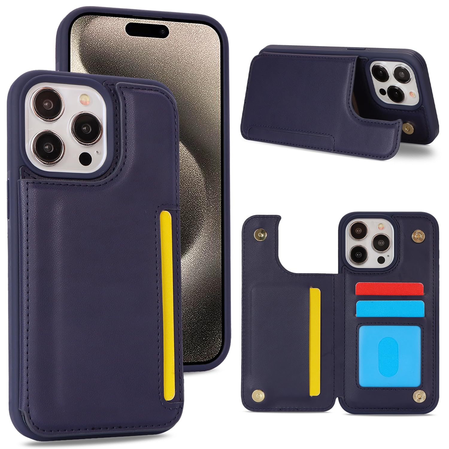 Sailortech iPhone 15 Pro Max 背面ケース 翻盖型 アイフォン15 Pro Max ケース アイフォン15 Pro Max カバー 財布背面手机壳 手帳ケース 収納付き 磁気クラスプ 小銭入れ IC カード収納 財布型 実用 横置