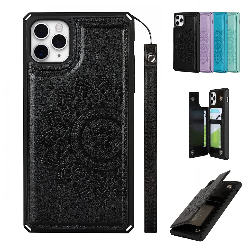 Sailortech iPhone 11 Pro 背面ケース 手帳型 花柄模様 アイフォン 11 プロ 背面ケース アイフォン 11 プロ カバー 縄掛け 多機能携帯電話カード iphone11 pro ケース iphone11 pro カバー 手帳 収納