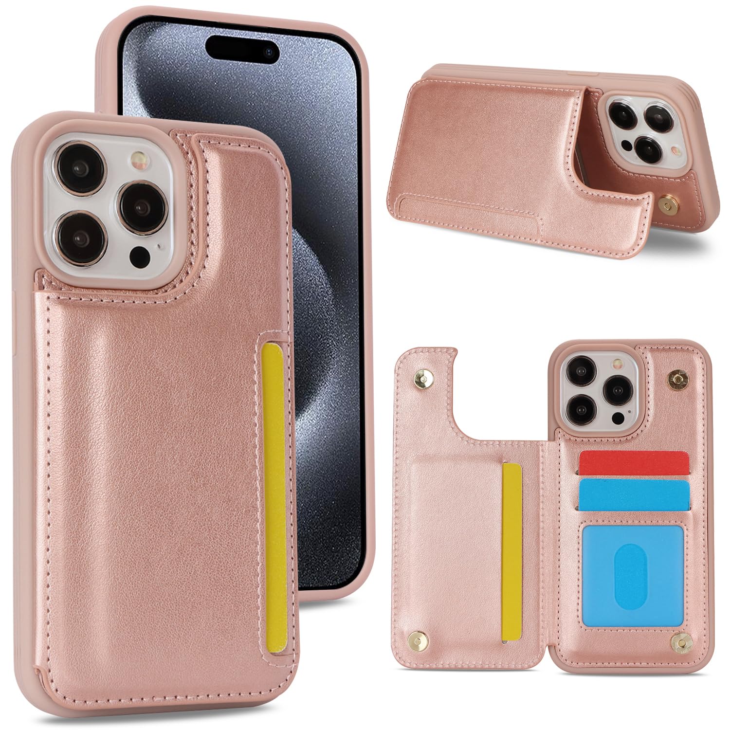 Sailortech iPhone 15 Pro 背面ケース 翻盖型 アイフォン15 Pro ケース アイフォン15 Pro カバー 財布背面手机壳 手帳ケース 収納付き 磁気クラスプ 小銭入れ IC カード収納 財布型 実用 横置き機能 防塵 ・量 落下