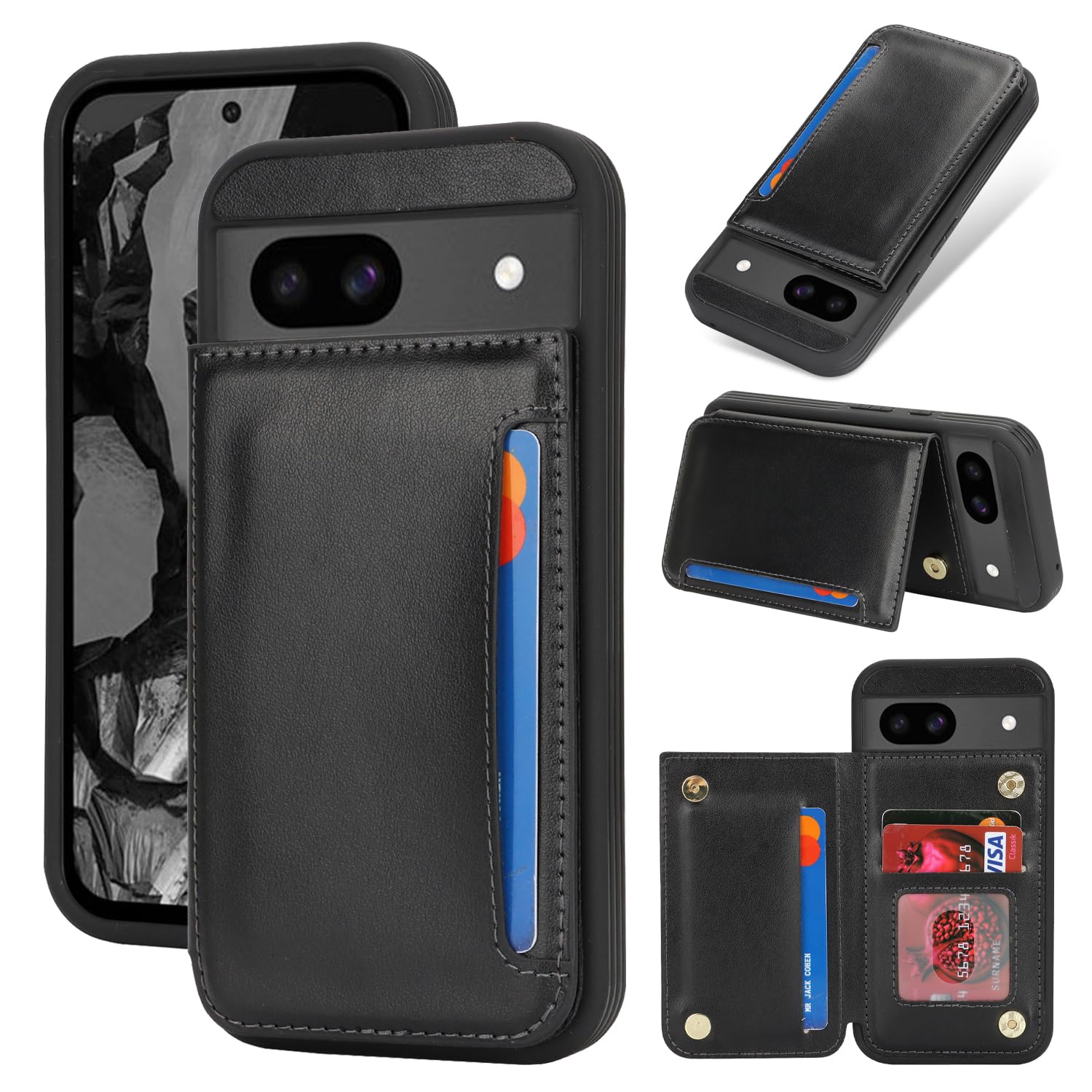 Sailortech Google Pixel 8a 背面ケース 翻盖型 グーグルピクセル8a ICカード収納 グーグルピクセル8a カバー 財布背面 手帳ケース 収納付き 磁気クラスプ 小銭入れ 財布型 実用 横置き機能 防塵 google pixel