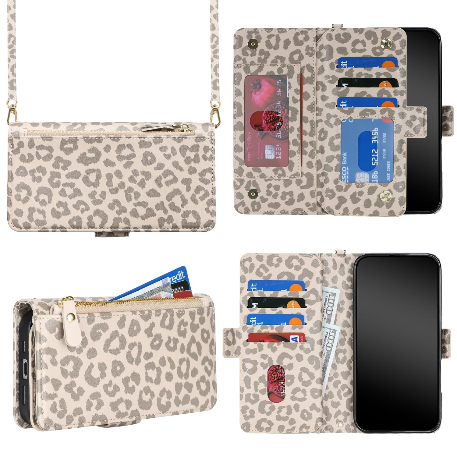 樂天商城 - DEYHU 対応 いphone16Pro Max ケース 手帳型 ショルダー ジッパー式 カード収納 iphone16 Pro Max ケース ファスナー 財布型 肩掛け 大容量 耐衝撃 調節可能な アイフォン16 ProMax カバー スタンド機能 フェ