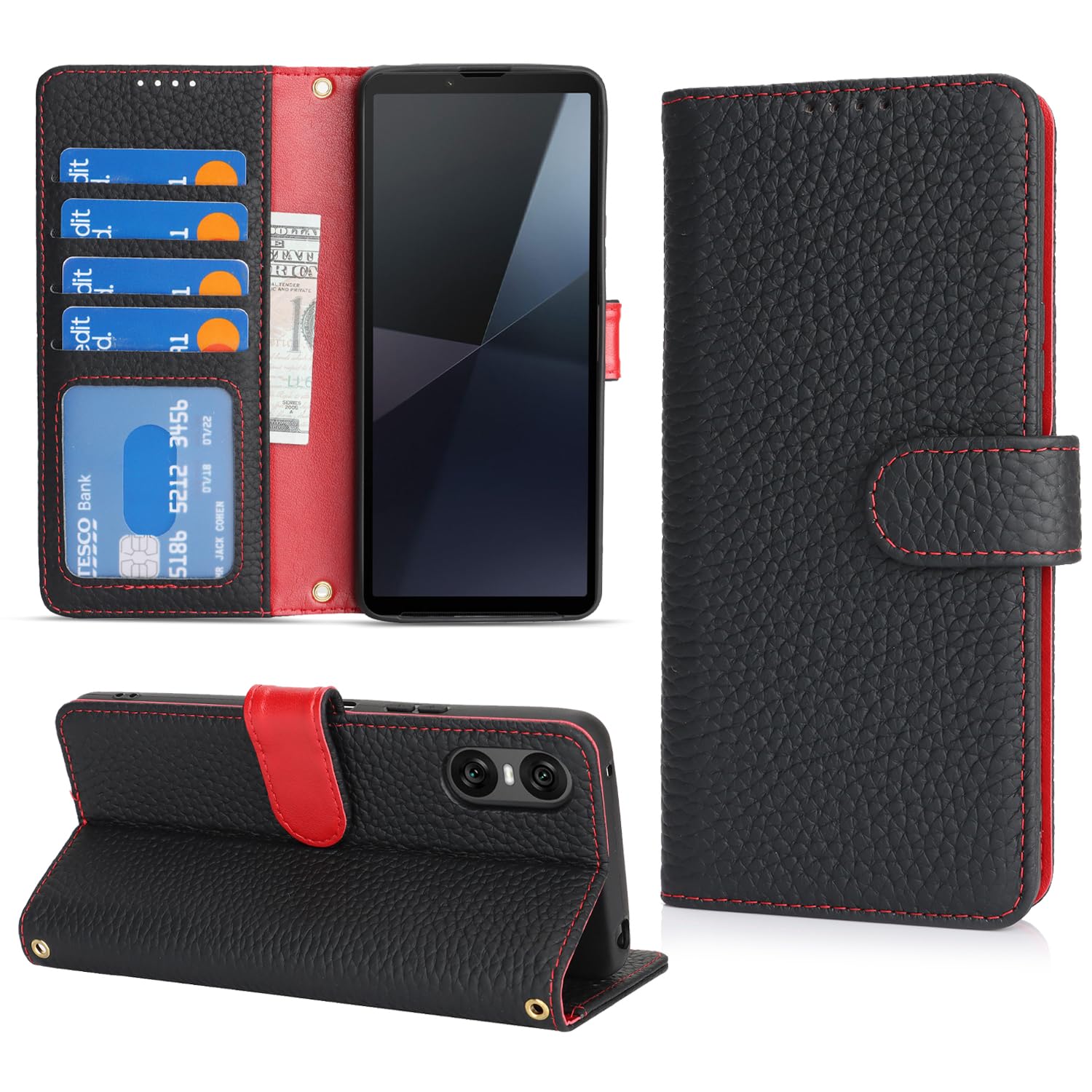 DEYHU Xperia 10 VI ケース 手帳型 カード収納 エクスペリア10 VI ケース 本革 大容量 耐衝撃 スタンド機能 対応 Sony エクスペリア SO-52E / SOG14 / A402SO / XQ-ES44 ケース 手帳型 レザー