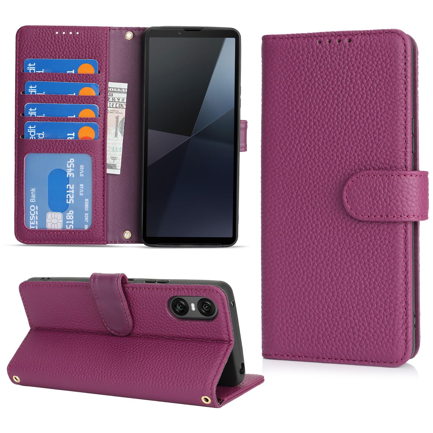 樂天商城 - DEYHU Xperia 10 VI ケース 手帳型 カード収納 エクスペリア10 VI ケース 本革 大容量 耐衝撃 スタンド機能 対応 Sony エクスペリア SO-52E / SOG14 / A402SO / XQ-ES44 ケース 手帳型 レザー