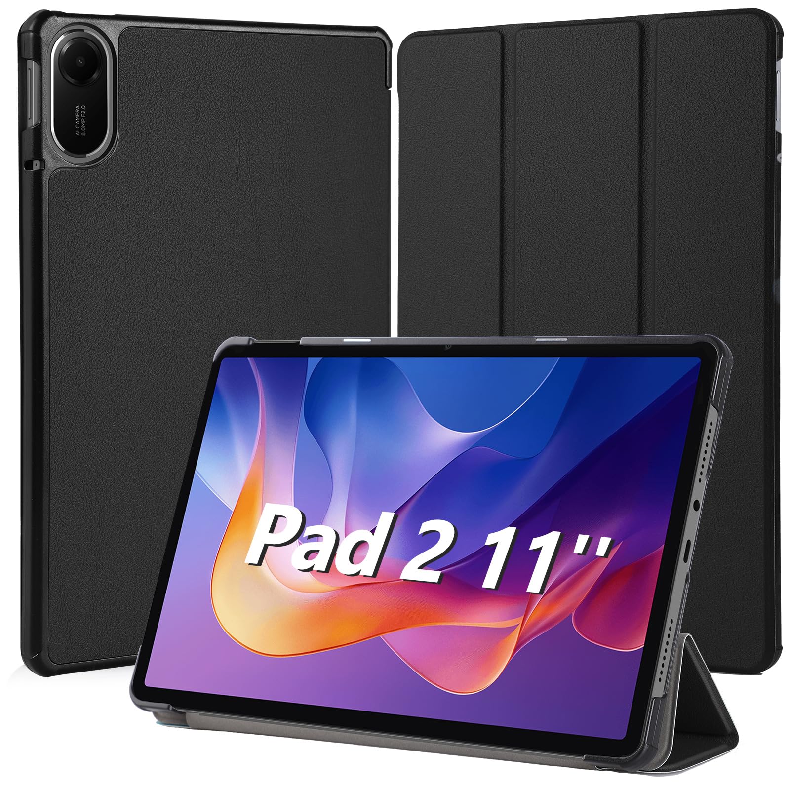 樂天商城 - Hianjoo Xiaomi Redmi Pad 2 対応 ケース 11インチ タブレットケース Xiaomi Redmi Pad 2 対応 カバー スタンド機能付き オートスリープ機能 全面保護ケース 耐衝撃 擦り傷防止 - ブラック