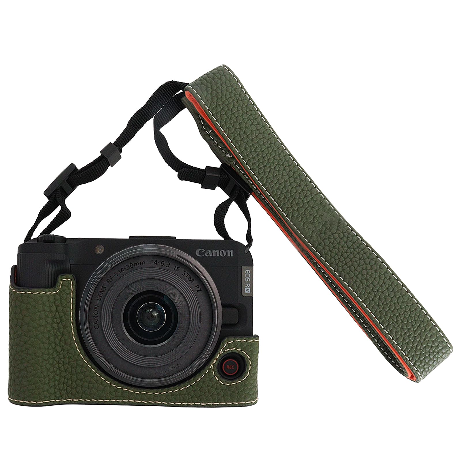 樂天商城 - VOVMOEYA カメラケース Canon EOS R50 V用 調節可能なショルダーストラップ付き、R50V PUレザーハーフケース、スタイリッシュな保護軽量、正確なフィット、三脚対応