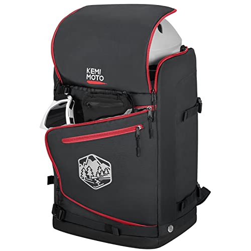 KEMIMOTO スキーバッグ ブーツバッグ スキーブーツケース スノーボード スキー用リュック 大型 スキーヘルメット バッグ スキーブーツケース 大容量 60L レッド