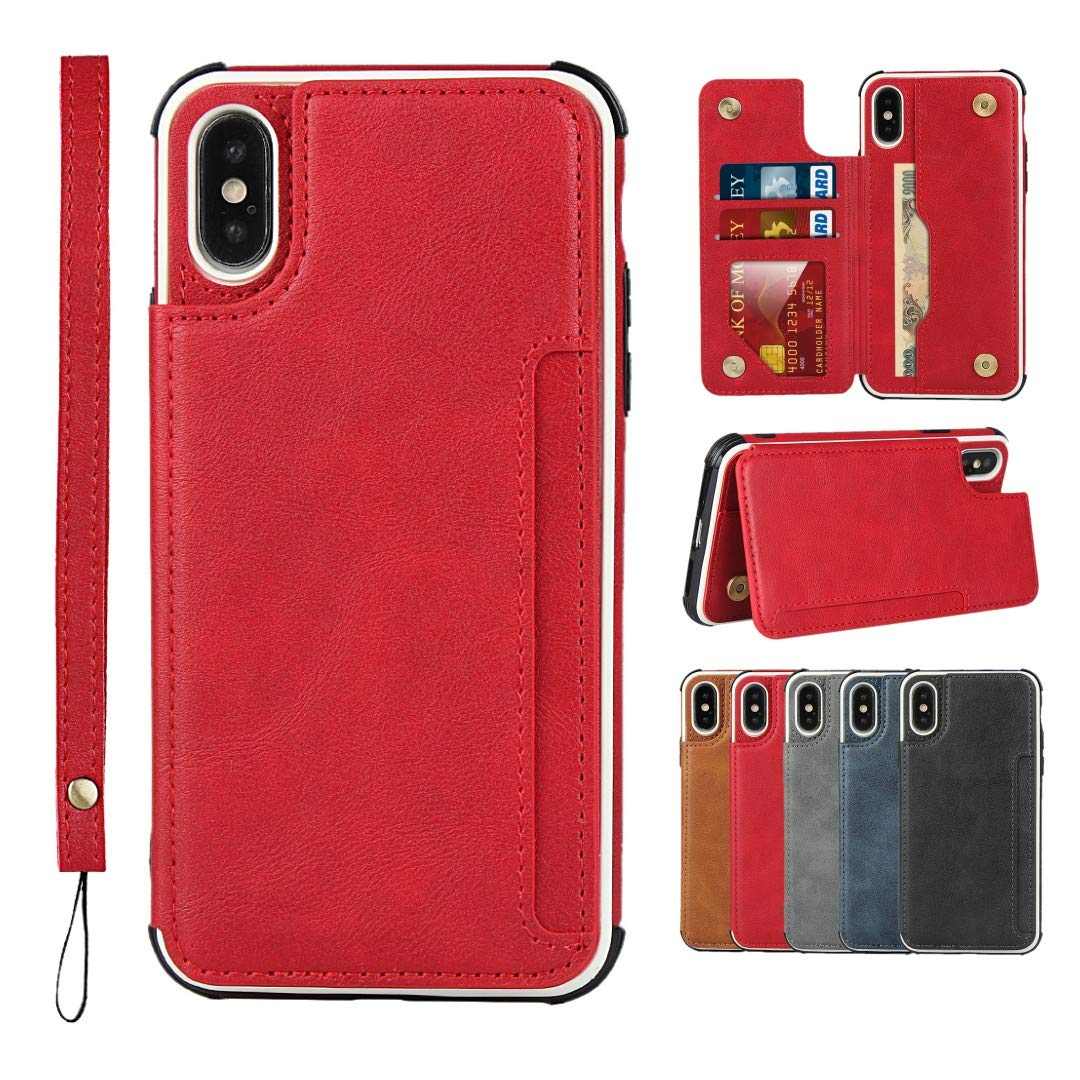 Sailortech iphone x/xs 背面ケース 手帳型 iphone xs ケース 手帳型 iphone x ケース 縄掛け 多機能携帯電話カード アイフォンXケースアイフォンXSケース手帳 収納付き 磁気ボタン 名刺入れ 小銭入れ カード 収納