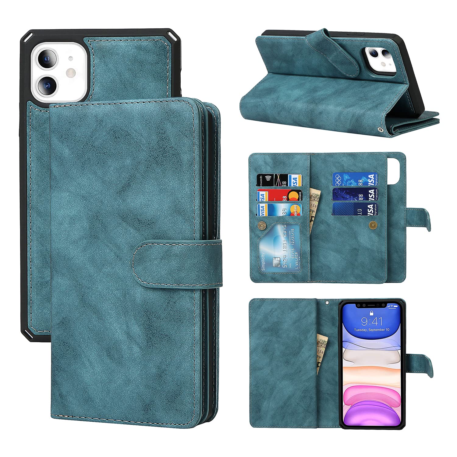 Sailortech iphone 11 ケース 手帳型 手作りアイフォン11 ケースアイフォン11カバー 両用 2way 分離式 取り外し可能 PUレザー 縄掛け ワイヤレス充電 シンプルなビジネス多機能ツーインワンケース カード収納 横置き機能 全面保
