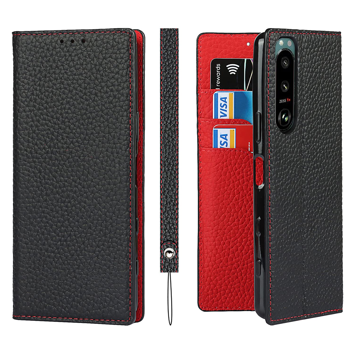 樂天商城 - Sailortech Sony Xperia 5 III SO-53B/SOG05 ケース手帳型 エクスペリア5 iii カバー 財布型 ライチ紋様 本革レザー Xperia 5 III ケース Xperia 5 III カバー 財布型 カード収納 収納付