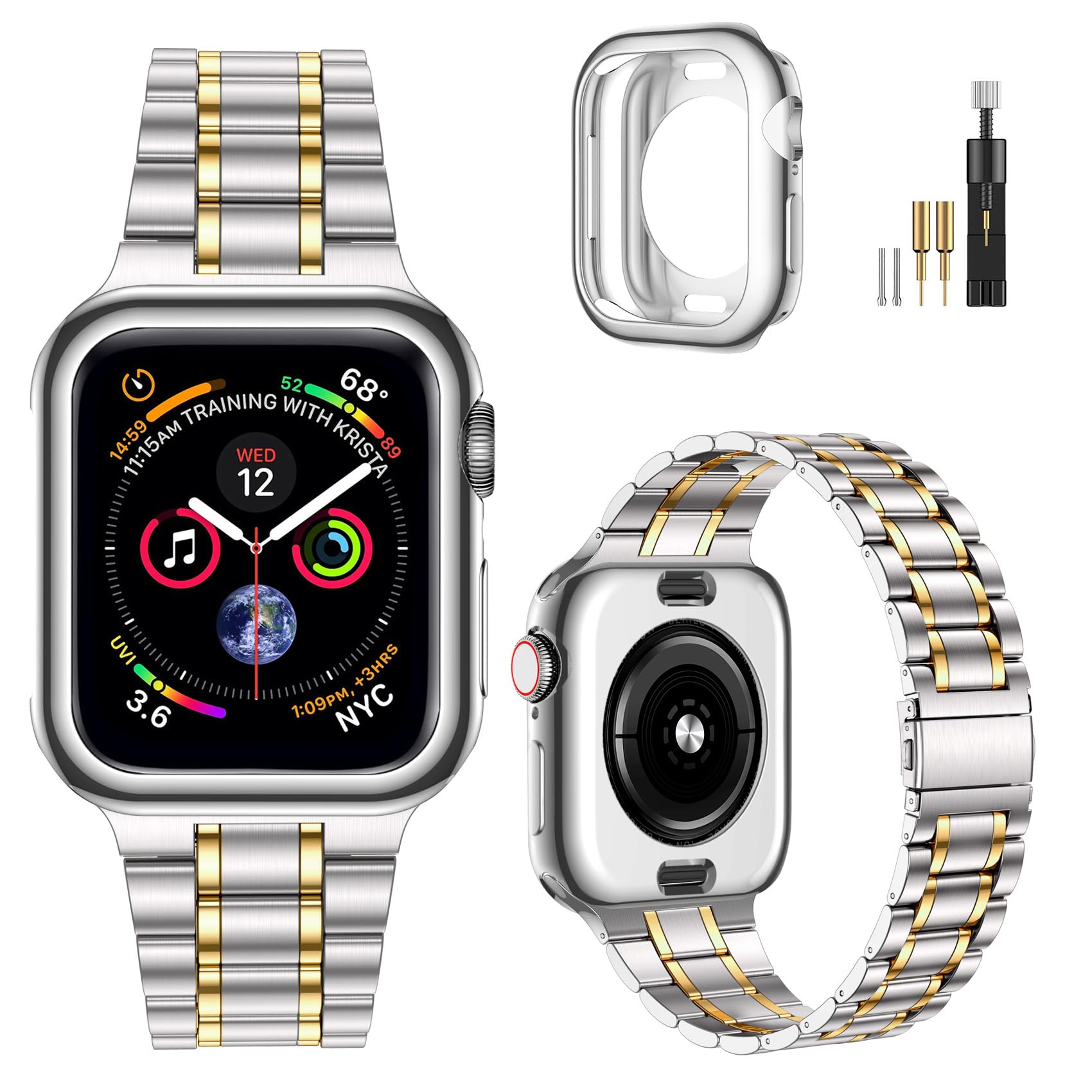 樂天商城 - MioHHR ステンレススチールバンド Apple Watchバンド 10 11 42mm メタル交換用リストバンドストラップ iWatch シリーズ 10/11用, ブラック