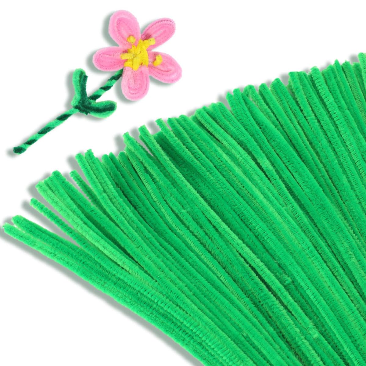 LEADINTOP 手芸モール 単色 100本 工作モール 6mm 高密度モール カラーモール クラフトモール 骨格モール DIY 花束 造形材料 学校 子供 手作り素材 キット クリスマスツリー飾り物 手芸材料 (ライトグリーン)