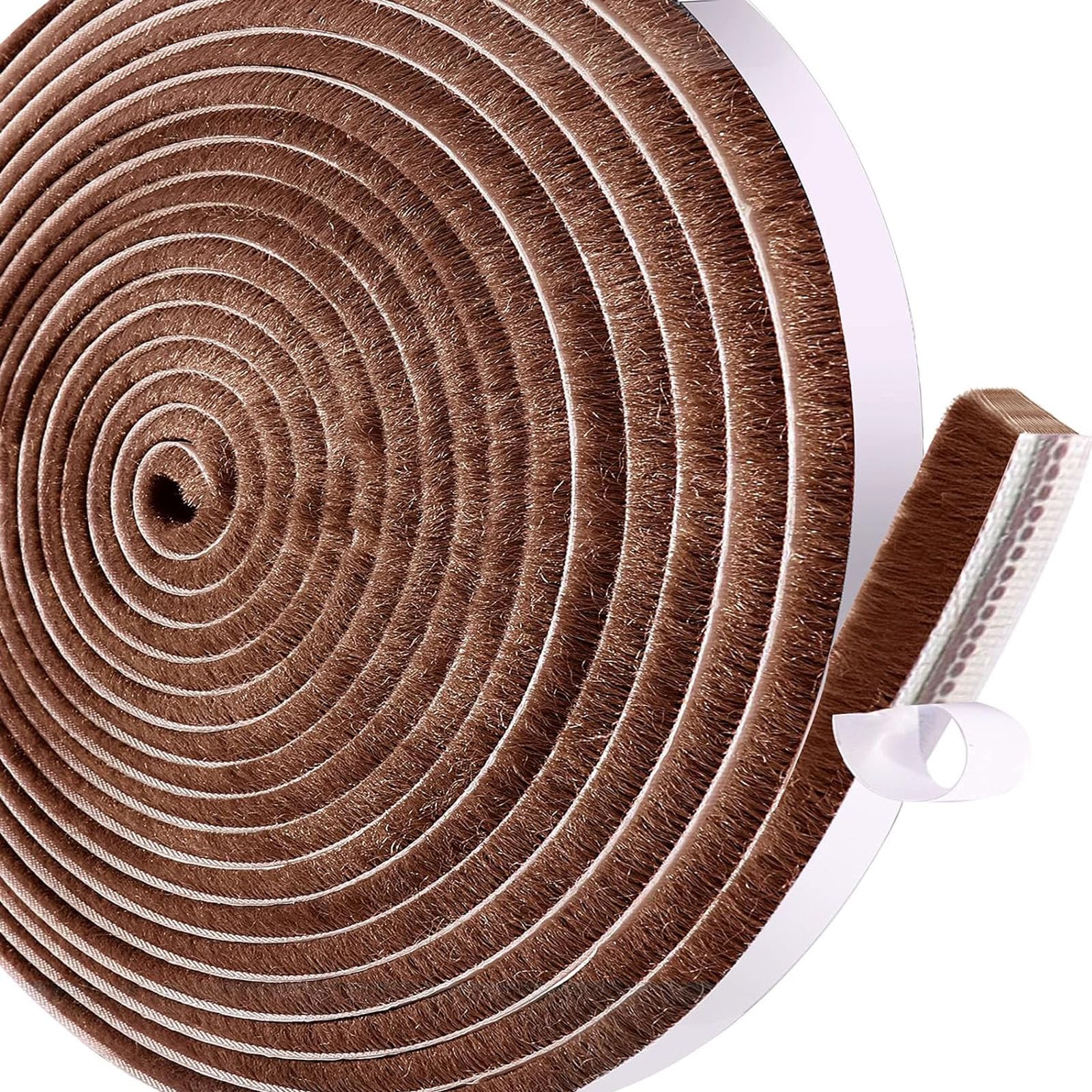 YINKE 隙間テープ すきまモヘアテープ 毛足長い 超ロングサイズ 10m×7mm×12mm 虫よけすき間テープ 網戸用 玄関 ドア用 窓用 隙間対策 (ブラウン)