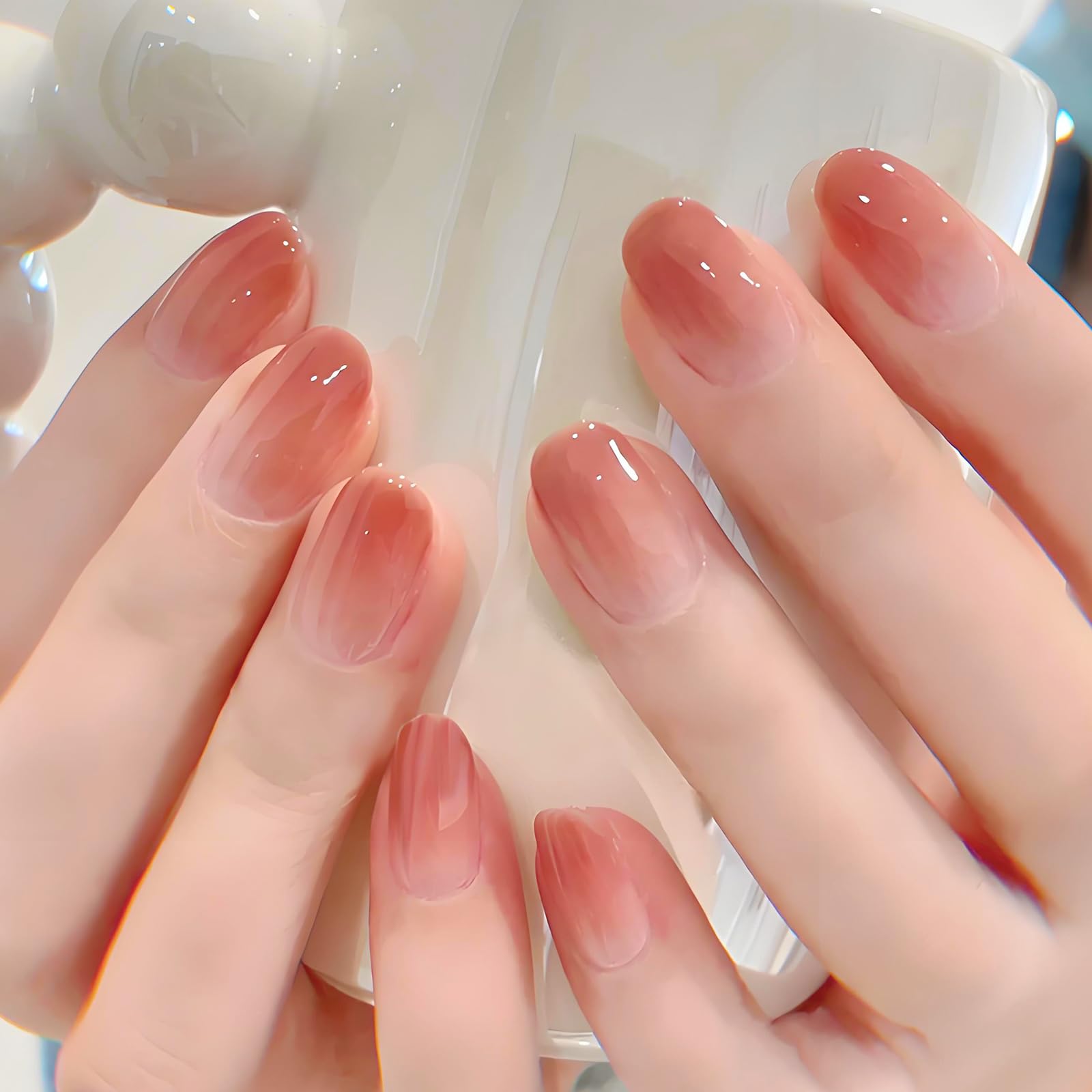 YINKE ネイル チップ 24枚入 ネイルチップ可愛い ネイルパーツ 花嫁ネイル ネイルチップ 春夏 ピンク ..