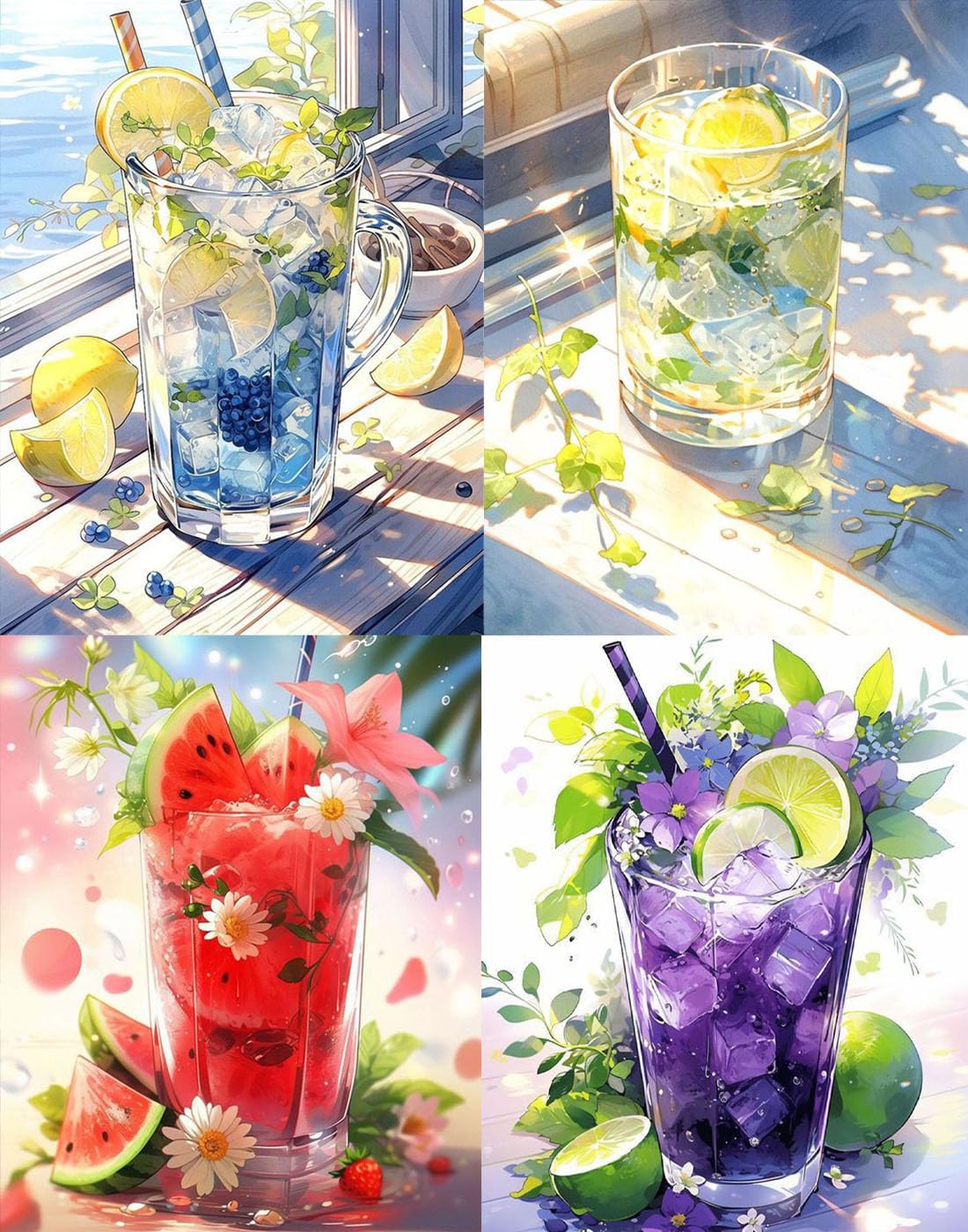 LEADINTOP ��������ɥ����� ���������ӡ��� 4�� �� ���å� 30x40cm ��������ɥڥ���ƥ��� �������� �����ȥ��å� �ͳѤ� �ӡ�������...