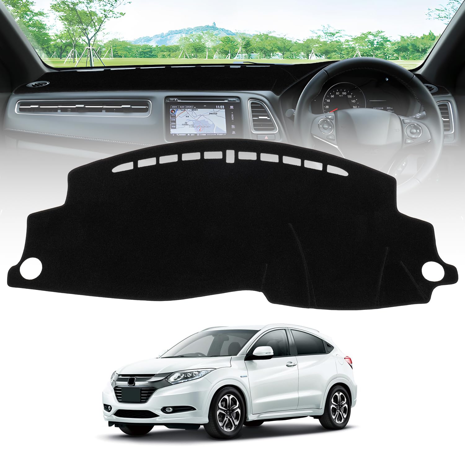 樂天商城 - Virauto ホンダ ヴェゼル RU系 ダッシュボードマット RS系 ダッシュボードカバー 車型専用設計 ダッシュマット Vezel RU RS 2013年12月・2021年3月 日焼け対策 映り込み軽減 劣化防止 難燃繊維 カー用品 1枚セット